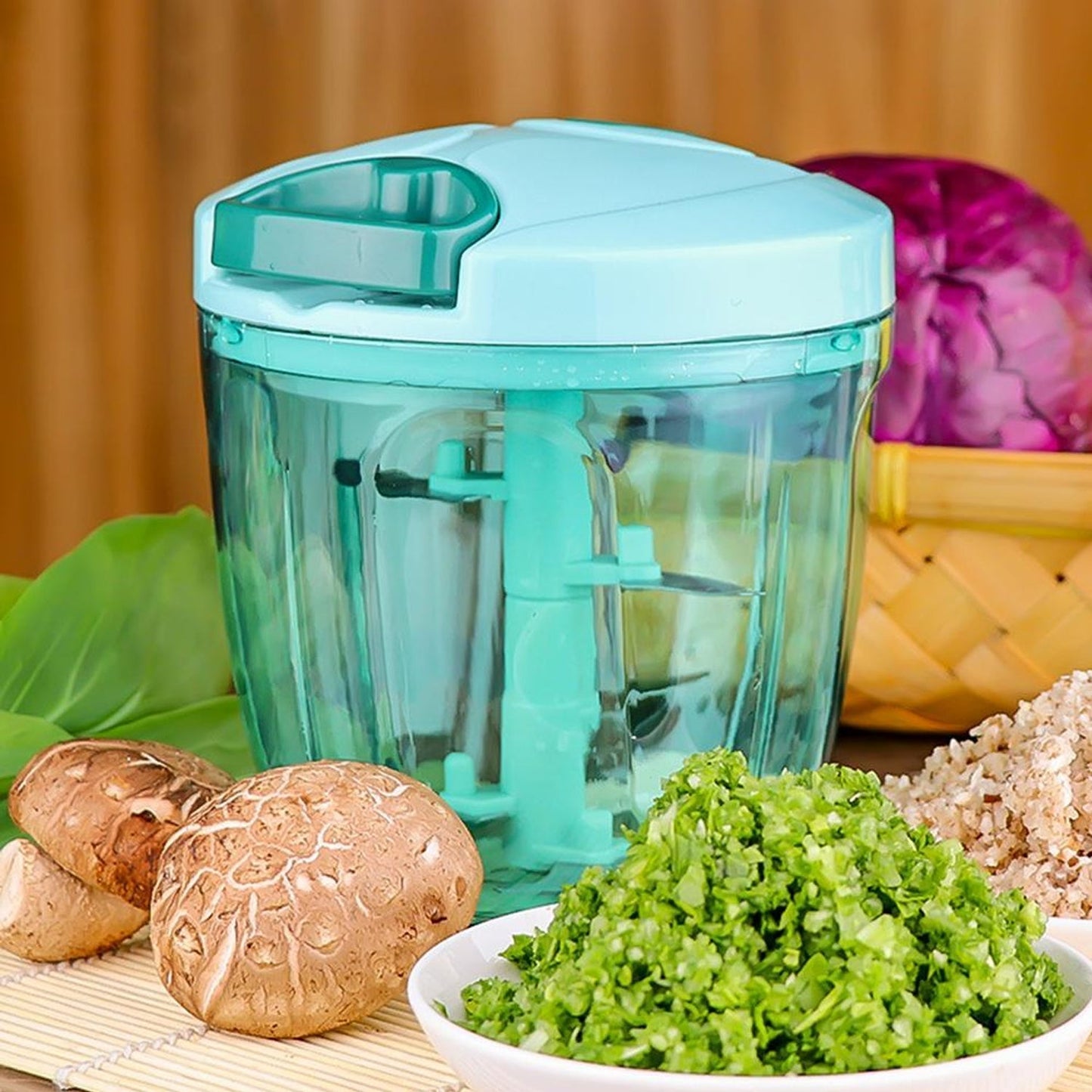 Manual Stainless Steel Vegetable Chopper – Compact, Extra Sharp with 5 Blades