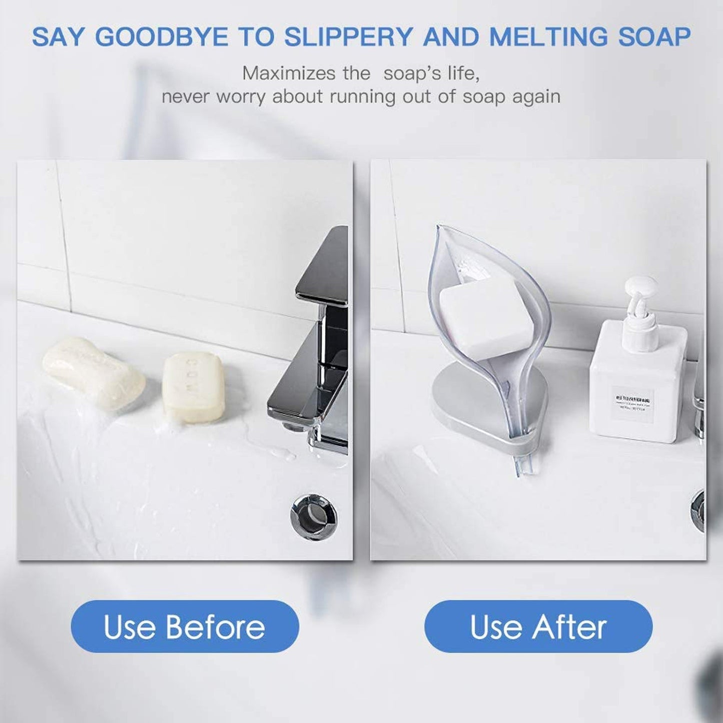Leaf Shape Soap Dish Holder with Drain for Bathroom & Kitchen Use
