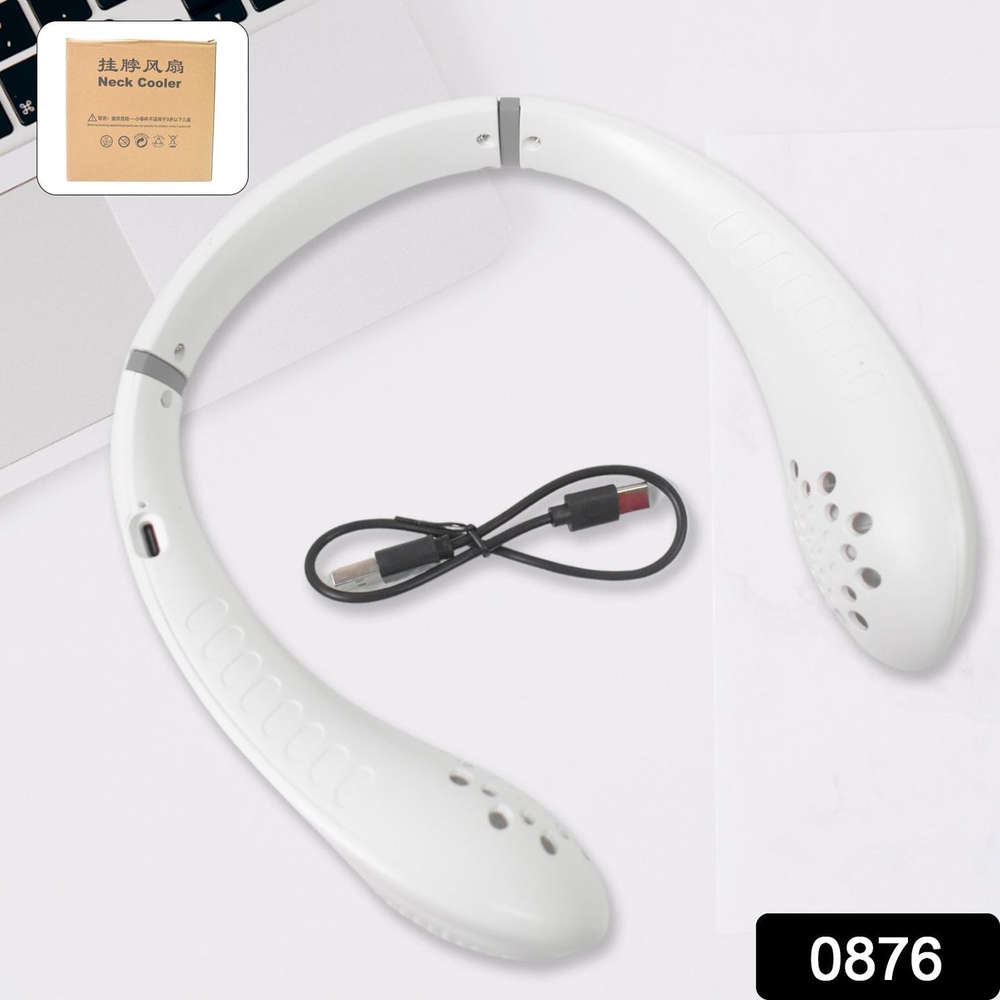 Portable USB Rechargeable Neck Fan – Wearable, 3 Speeds, Headphone Design