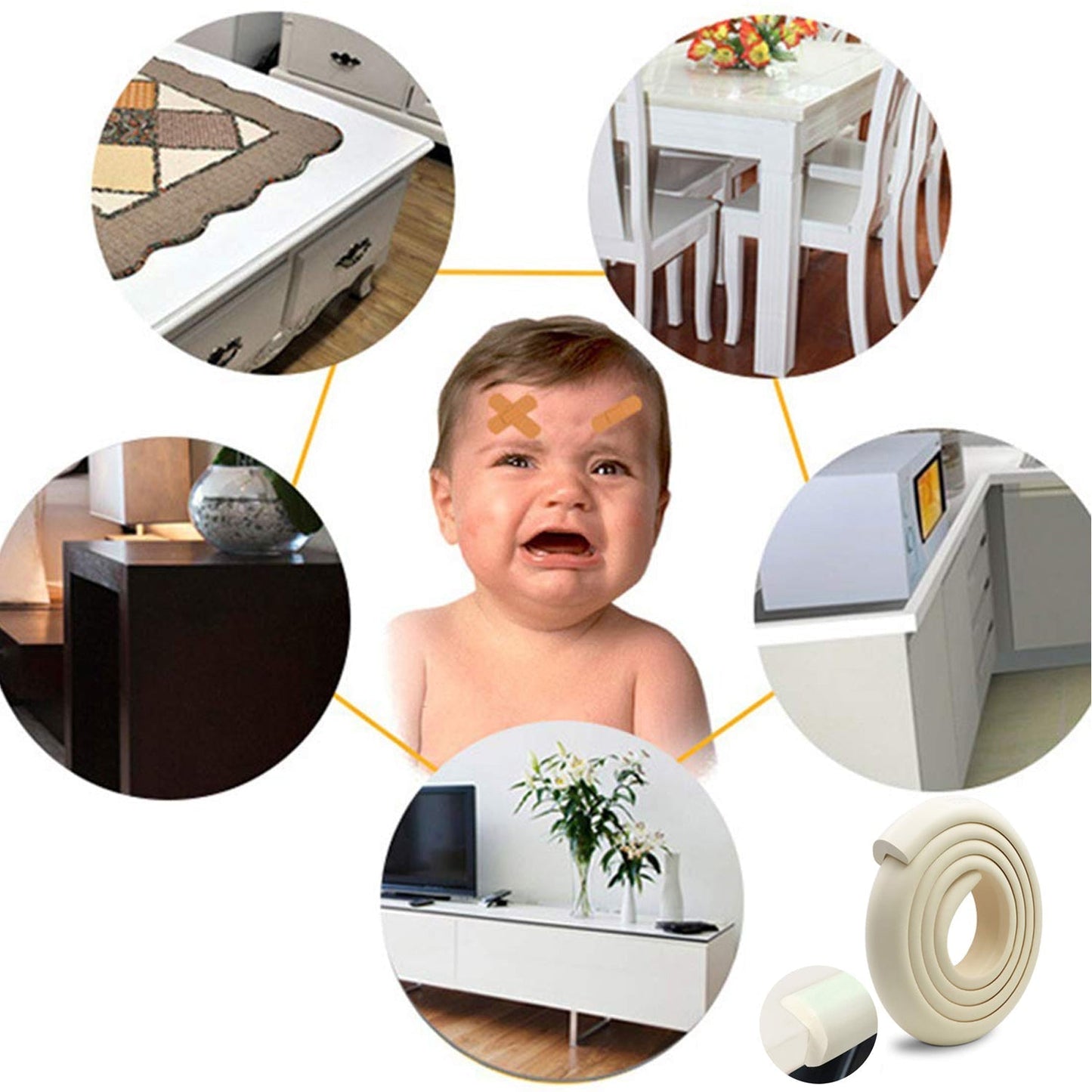 Corner Edge Protector – Soft Rubber Safety Bumper Guard for Baby Proofing Furniture, Table, & Bed (2 Mtr)