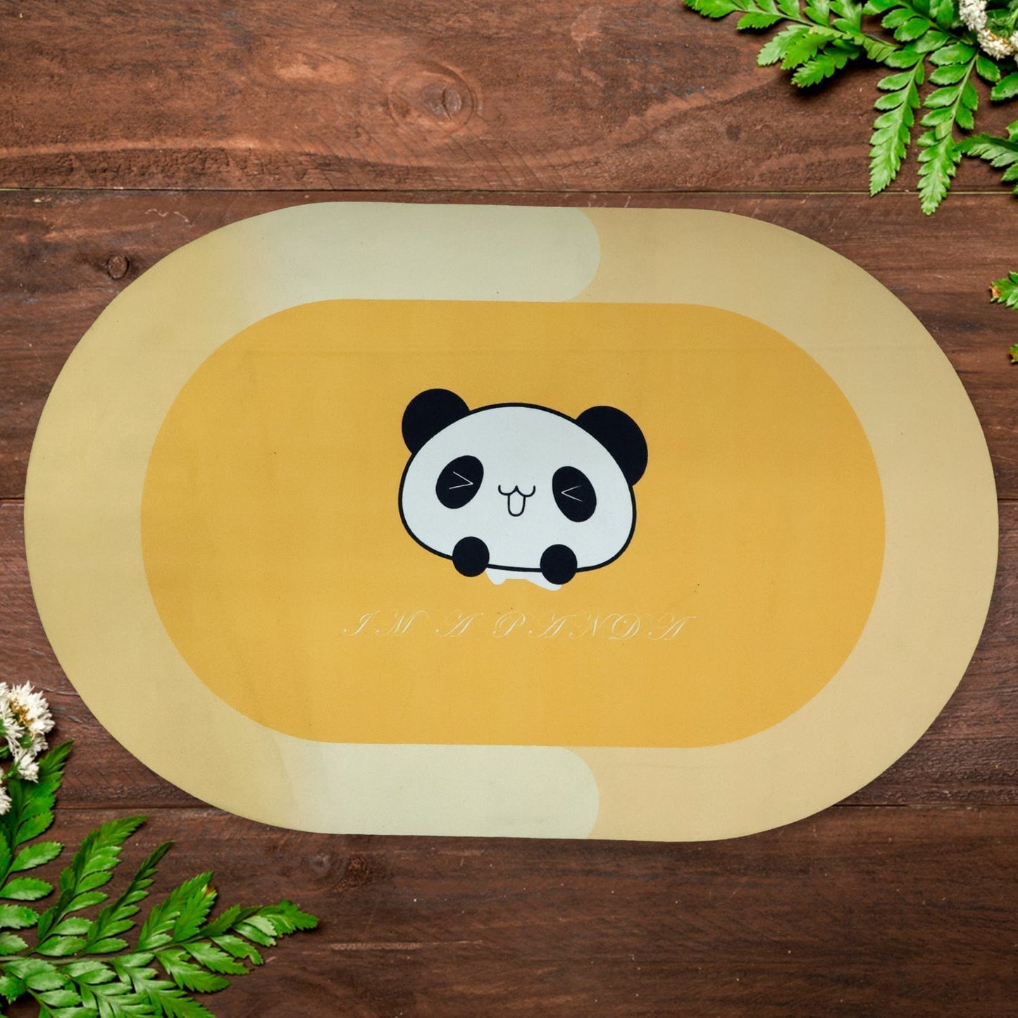 Anti-Slip Cartoon Panda Printed Bathroom Floor Mat (1 Pc, 90 x 59 Cm)