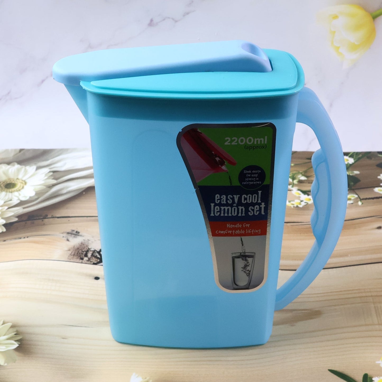 Easy Cool Lemon Set Water Jug with Lid & Handle (Approx. 2200 ml)