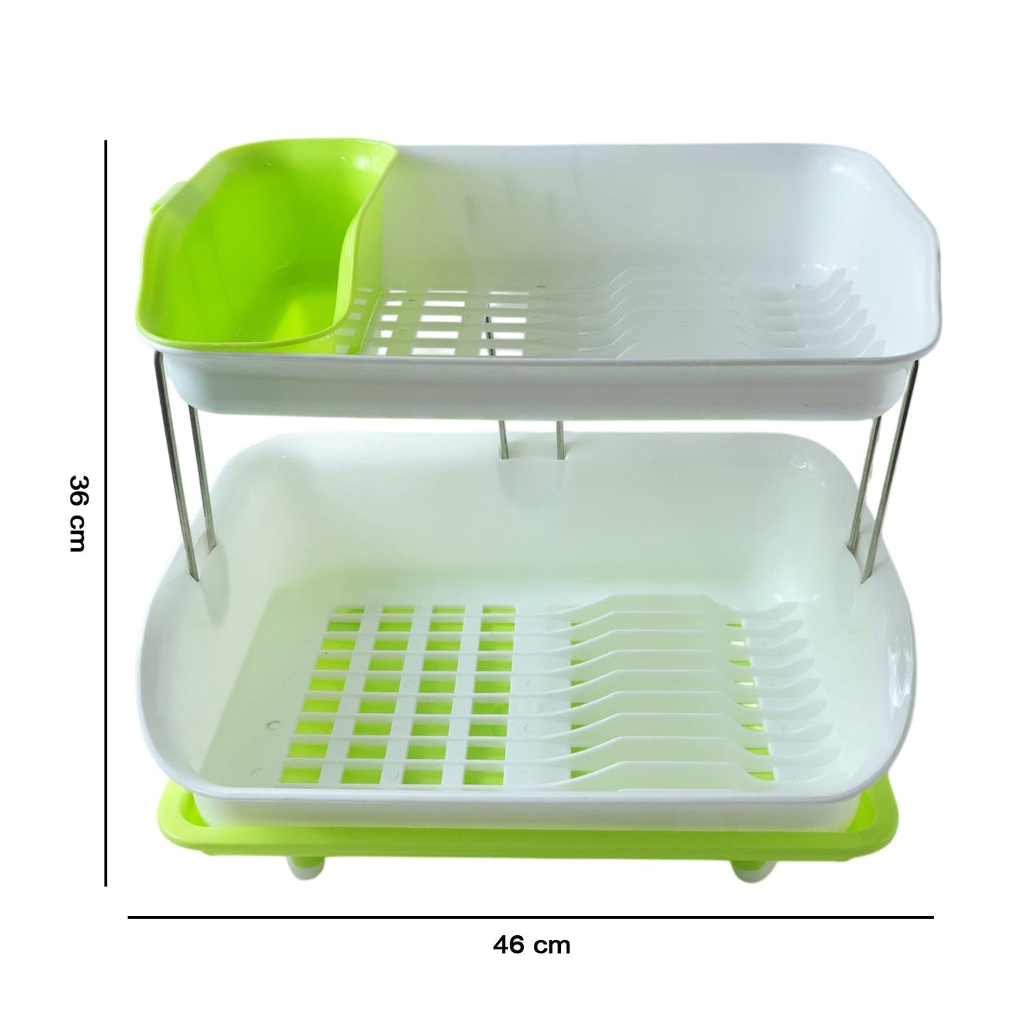 Prexo 2 Layer Kitchen Dish Drying Rack with Drain Tray (1 Set)