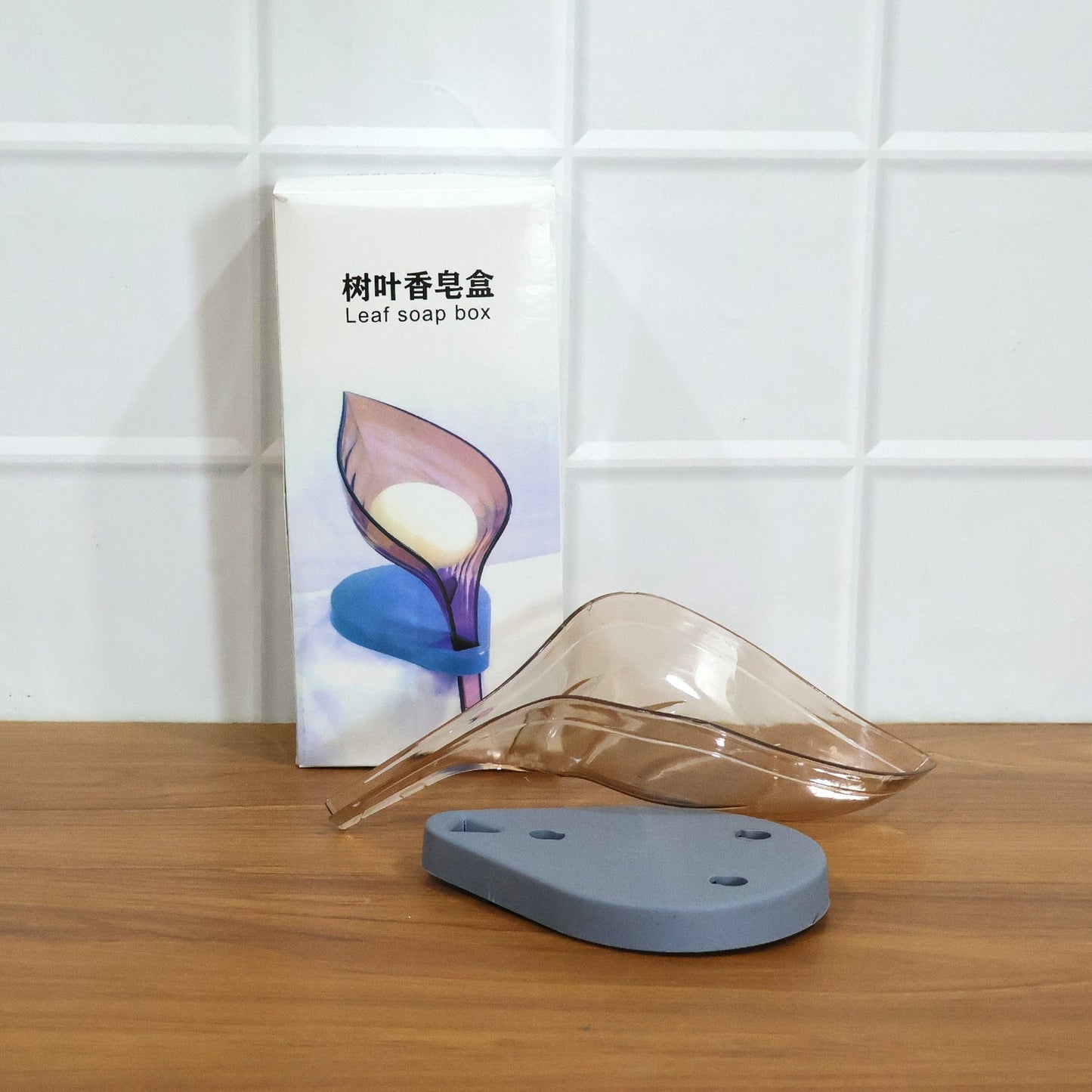 Leaf Shape Soap Dish Holder with Drain for Bathroom & Kitchen Use