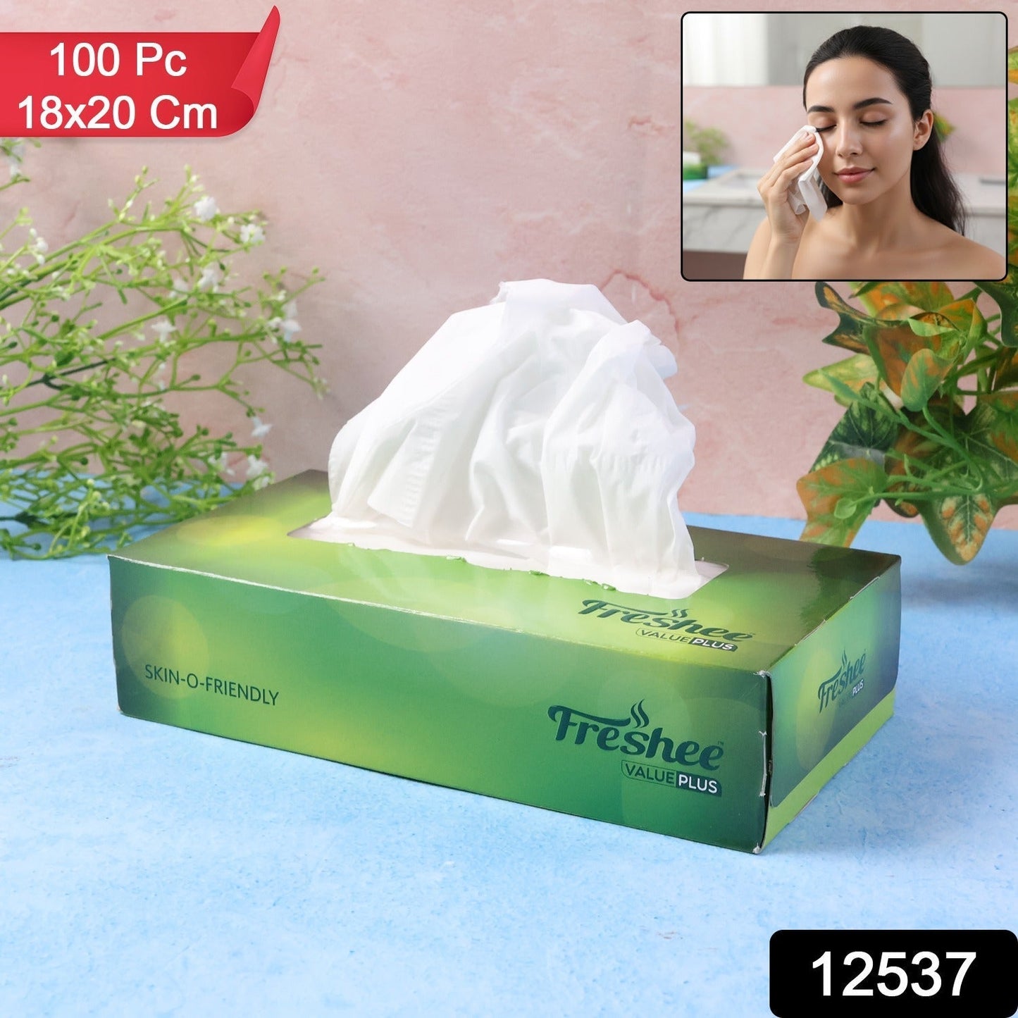 Freshee Premium Skin-Friendly Facial Tissues — 100 Pc Box (18 x 20 cm)