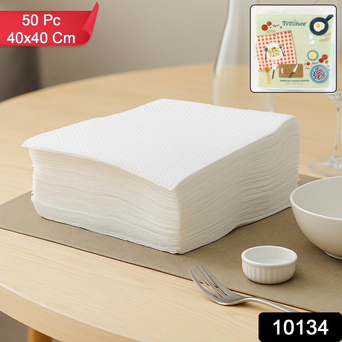Freshee Premium Dinner Napkins — 50 Pc Pack (40 × 40 cm)
