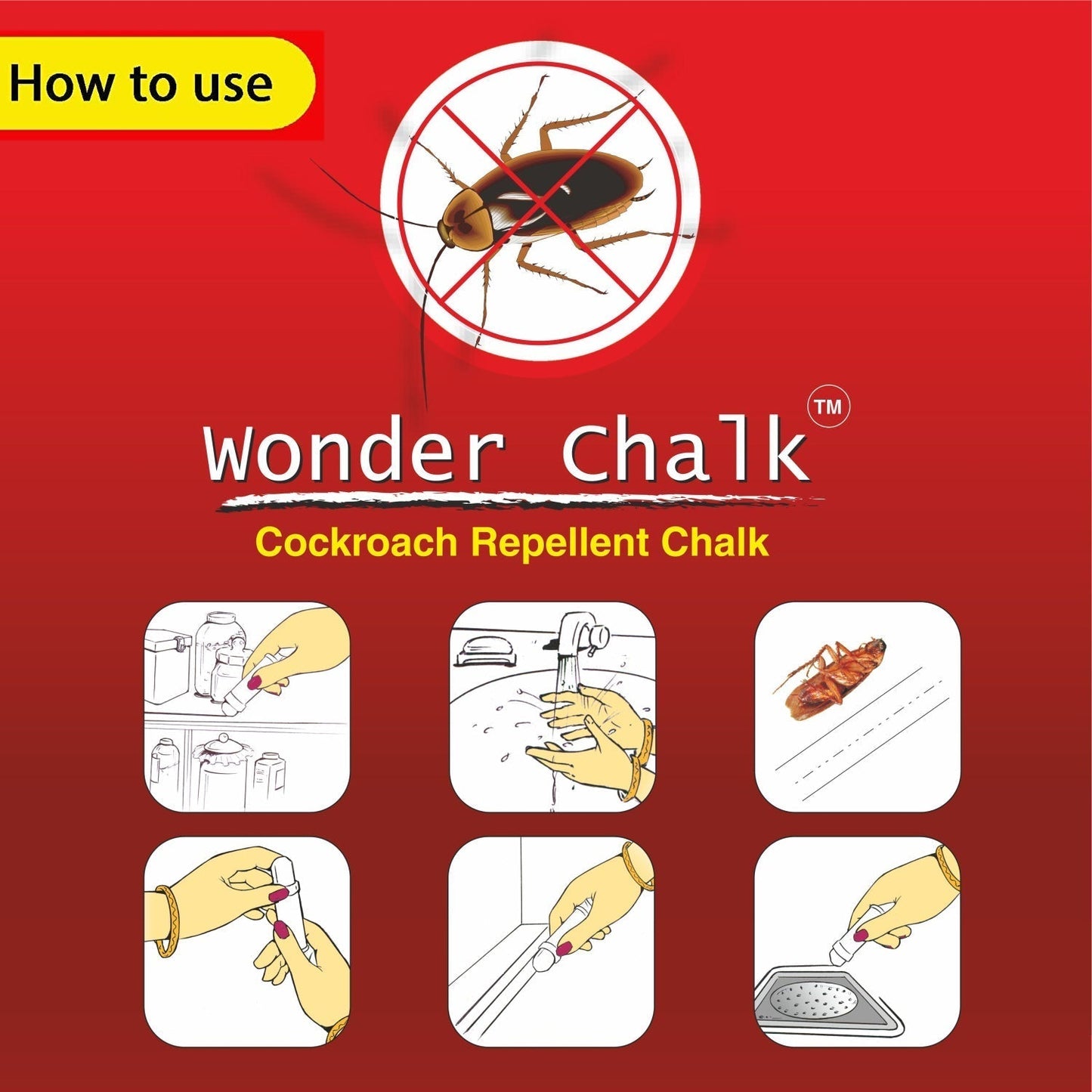 Strong Cockroach Chalk Cockroach Killer Insecticide Repellent Insect Control wonder chalk (12pc)-