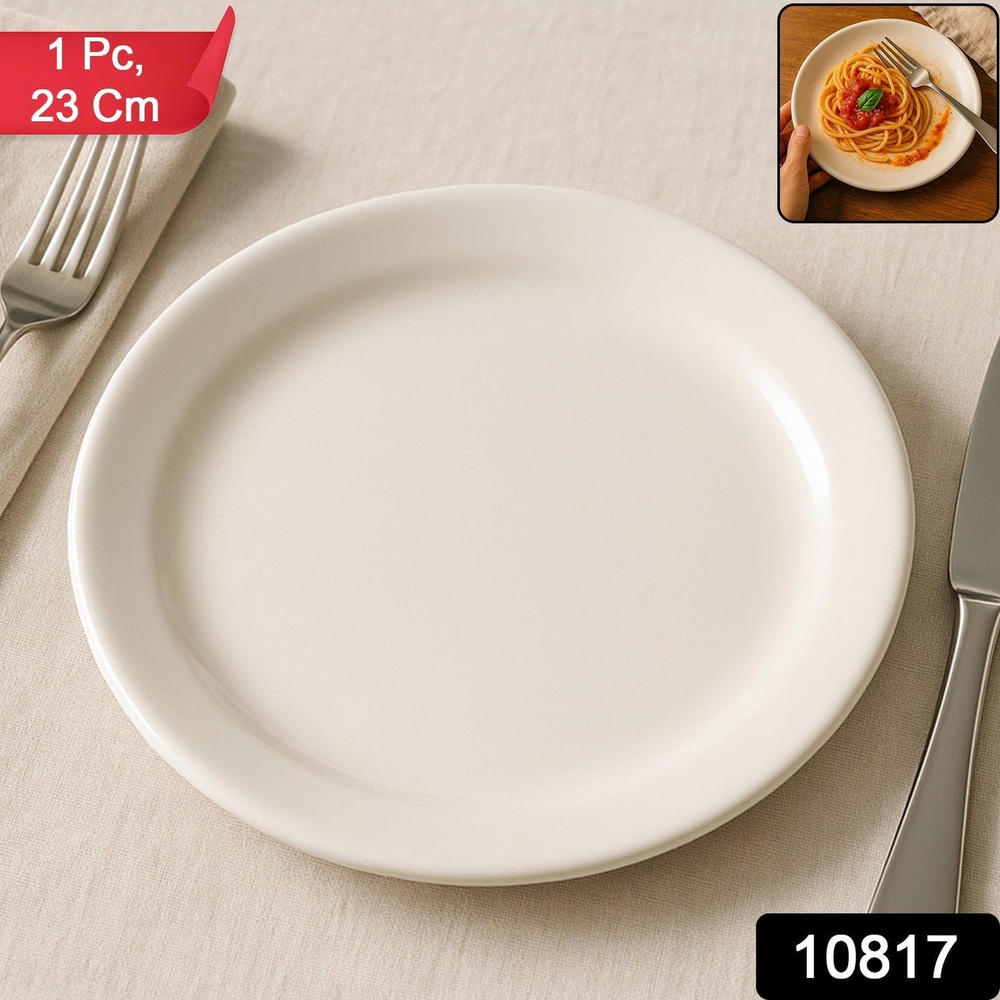 Plastic Round Dinner / Serving Plate – 23 cm (1 Pc)