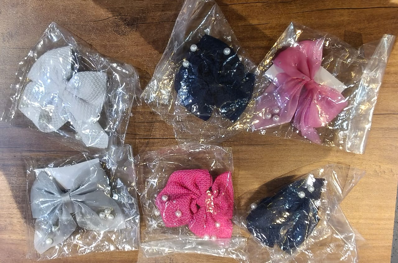 Hair Bow Knot Clip Suitable For Girls (12 Pc / Multicolour & Mix Design) Hair accessories