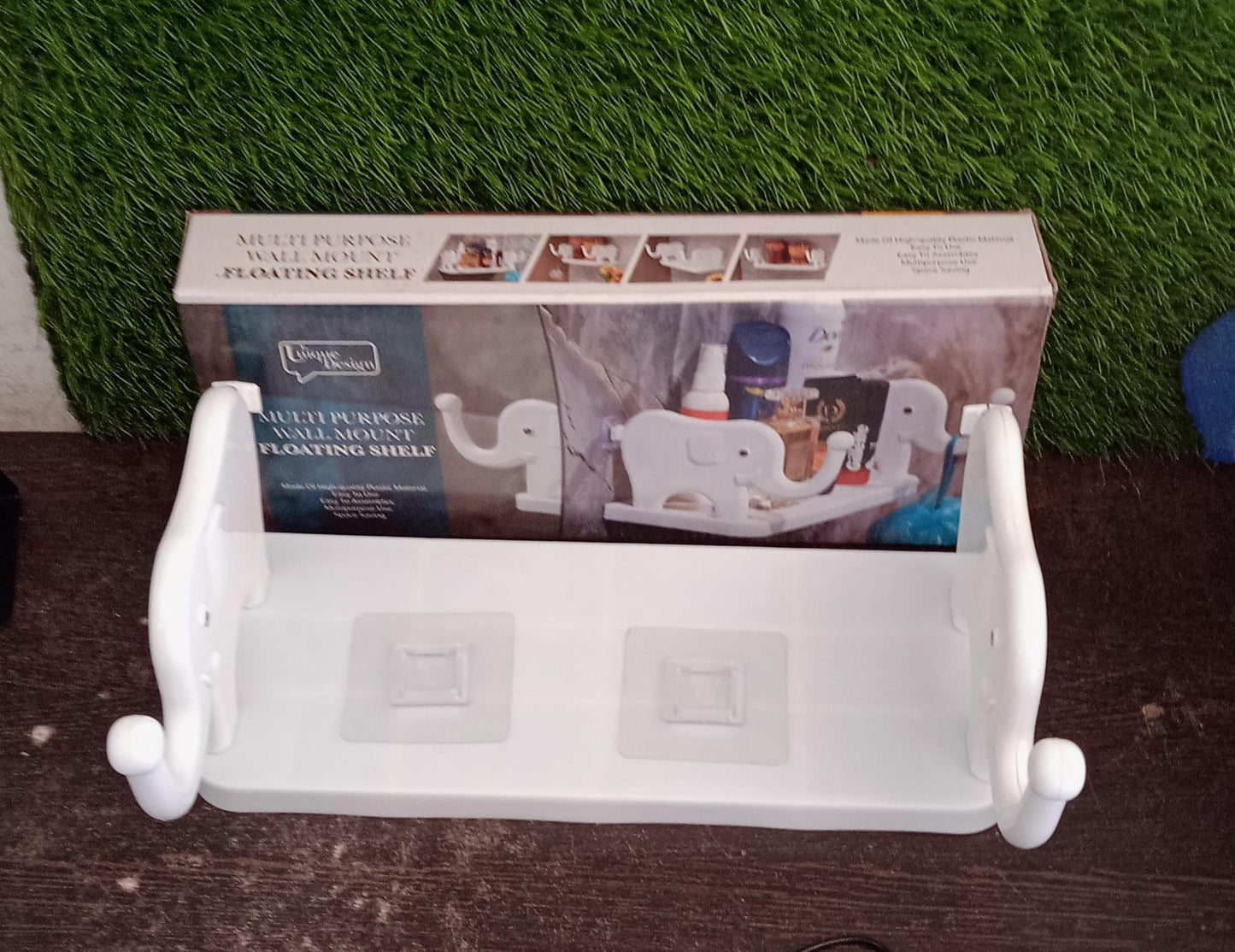 Multifunctional Elephant-Shaped Wall Shelf – No-Punch Mini Organizer for Kitchen, Bathroom & Bedroom