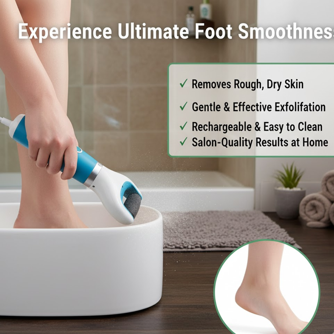 Electronic Dry Foot File, Callous Remover for Feet, Electric Foot with Roller Hard and Dead Skin- Regular Coarse, Baby smooth feet in minutes. For in home padicure foot care, Battery Powered & USB (Battery not included)