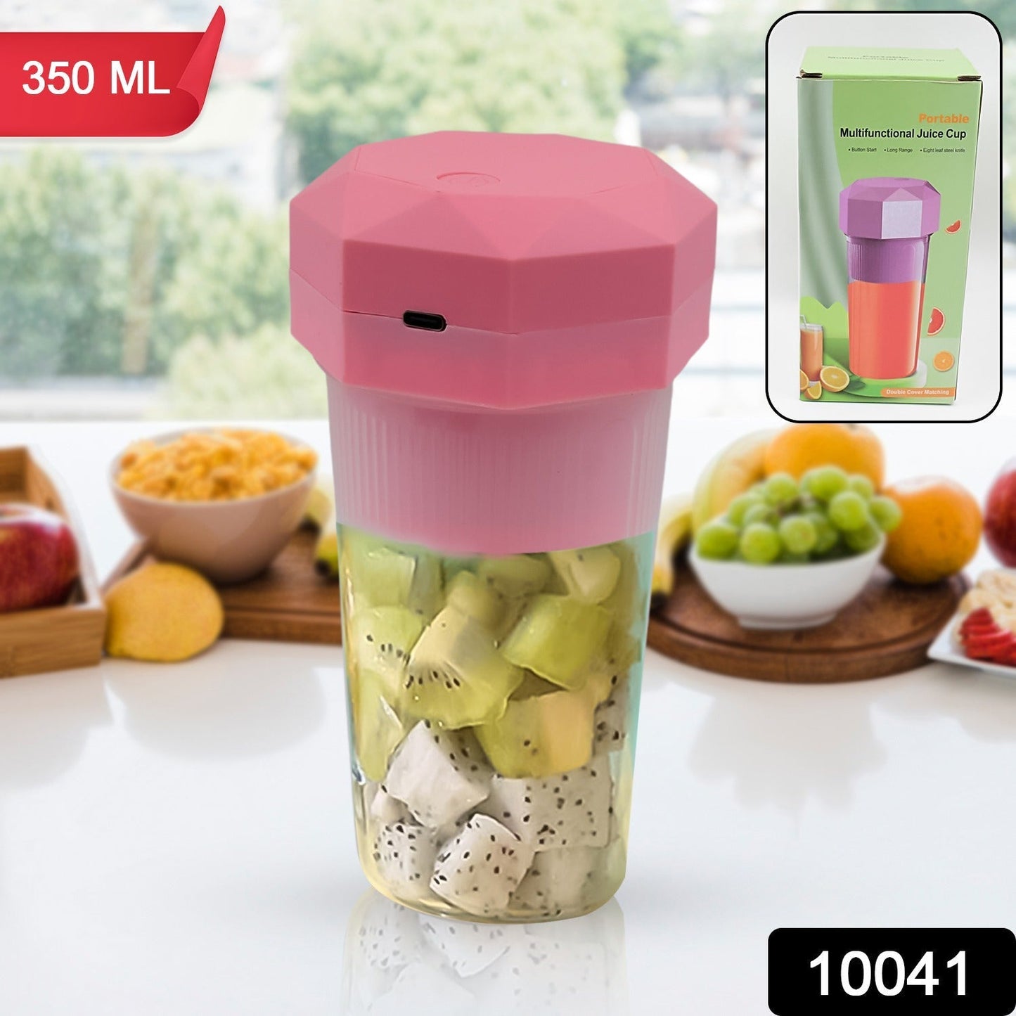 Portable Multifunctional Electric Juicer Cup, USB Juice Maker 6 blade (350 ML)