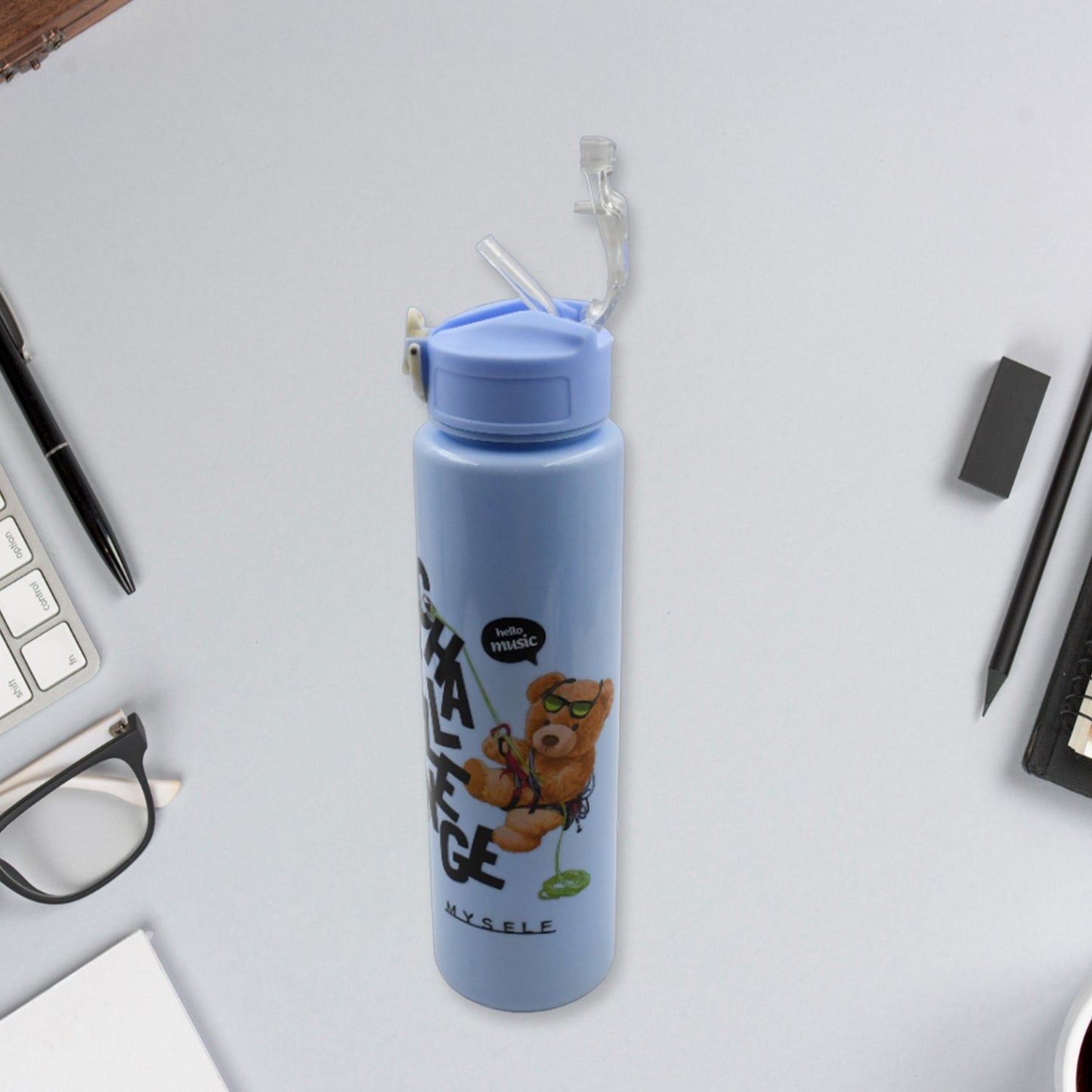 Plastic Water Bottle Set – BPA-Free, Leak-Proof, Cartoon Design for Kids & Gym (3 Pc Set)
