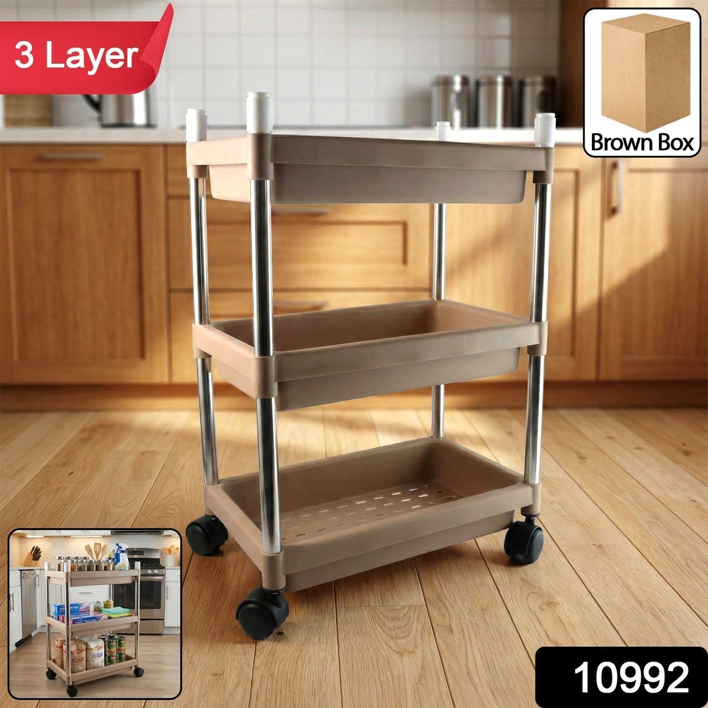 3-Layer Multipurpose Storage Trolley