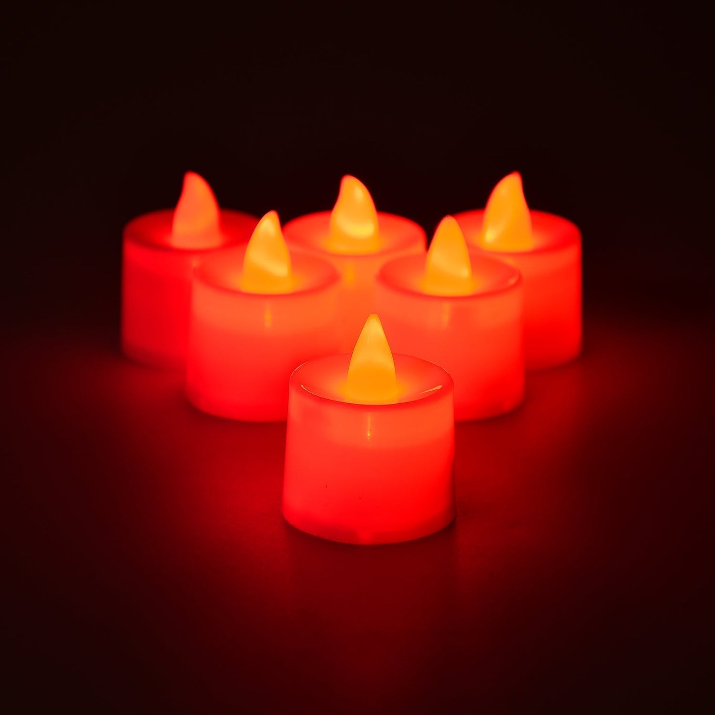 Red LED Tealights – Smokeless Flameless Candles for Home Décor (24 Pcs)
