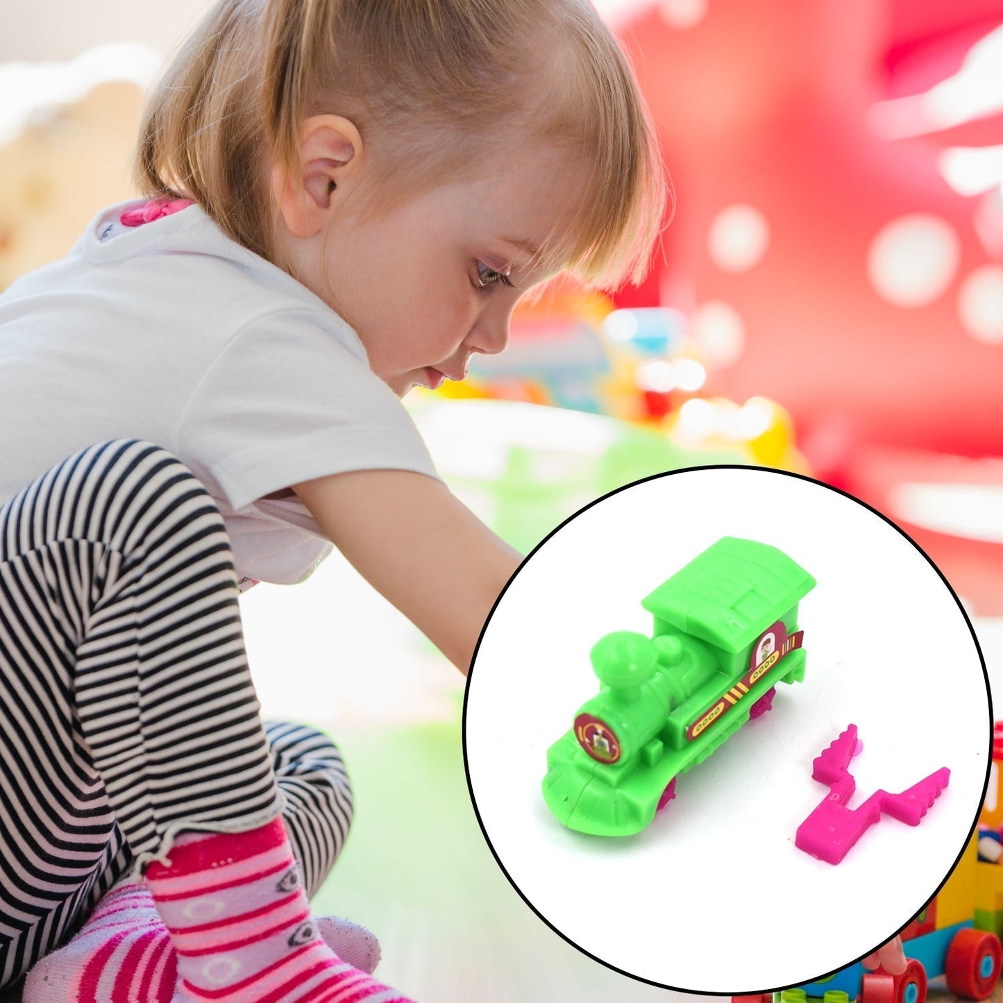 30pc Pull Along Back train Friction Power Toy Vehicle Push and Go Crawling Toys Baby