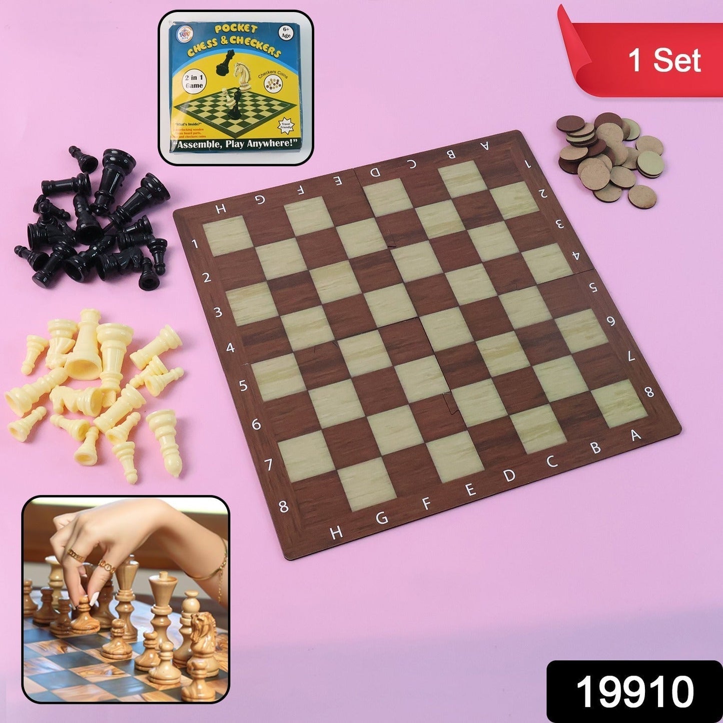 Chess & Checkers 2-in-1 Travel Game - (1 Set)
