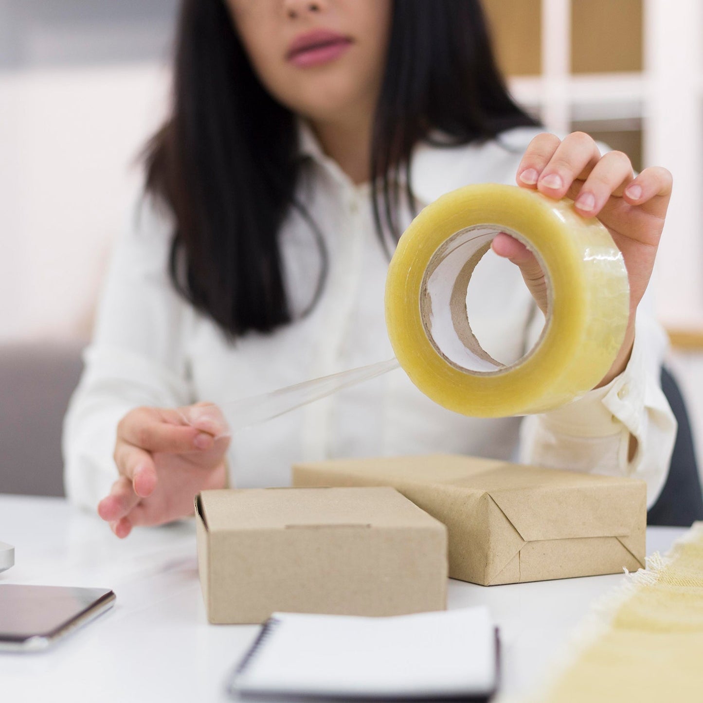 HIGH ADHESIVE TRANSPARENT TAPE FOR HOME PACKAGING. (65 meter)