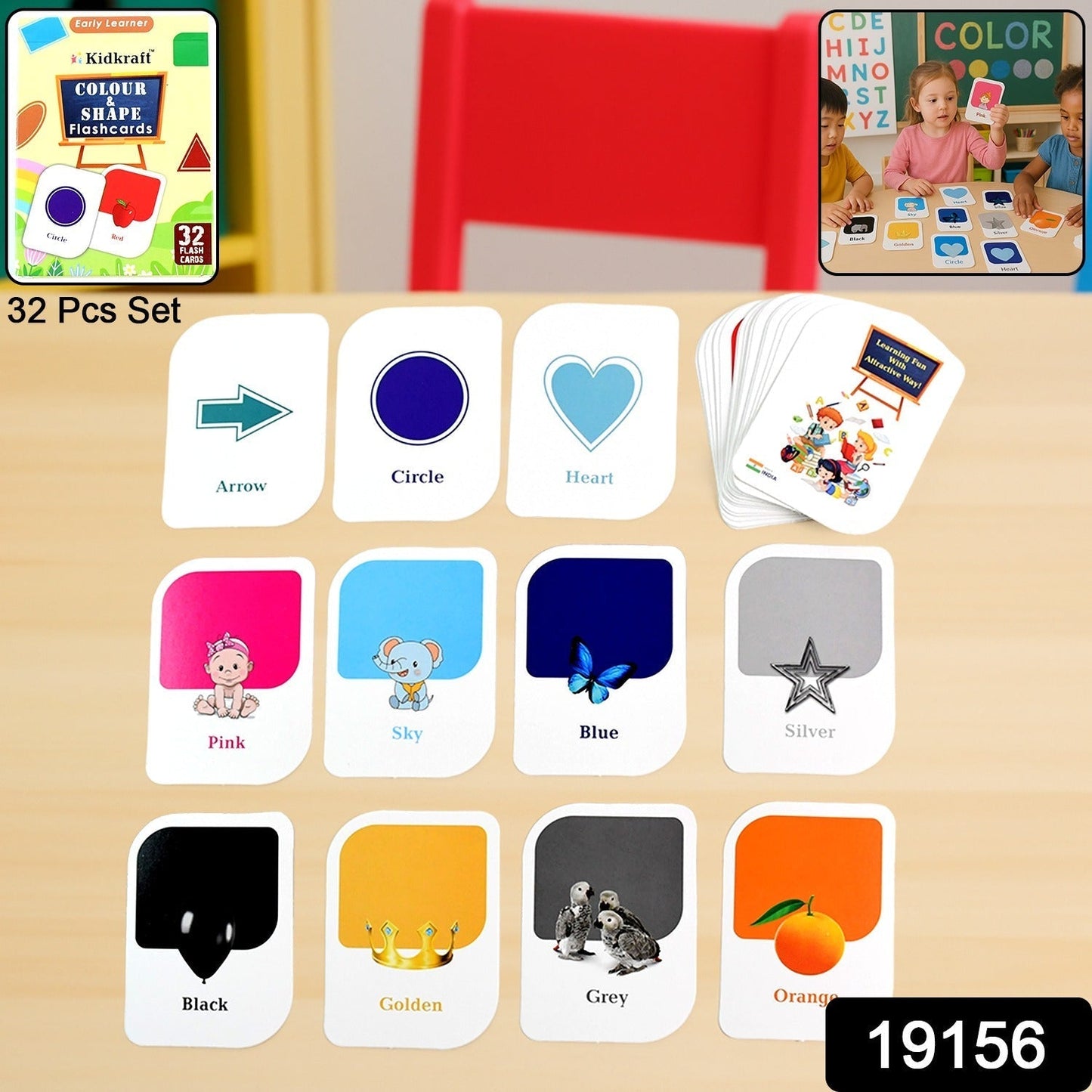 Kidkraft Early Learner 32-Piece Color & Shape Flashcard Set