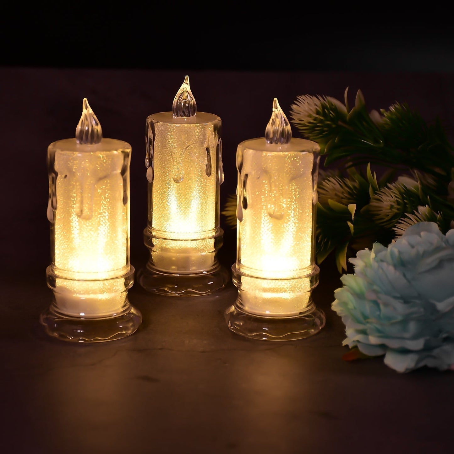Big Flameless Melted Design Candles Set (12 pcs)