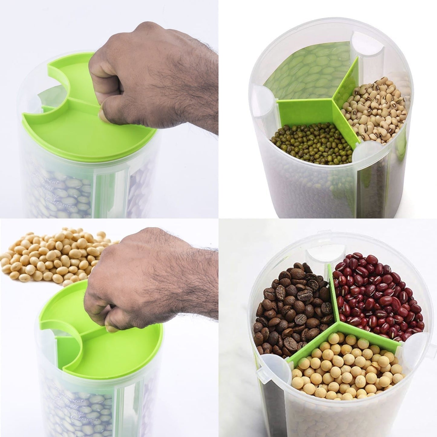 3 in 1 Transparent Air Tight Storage Dispenser Container (With Color Box)