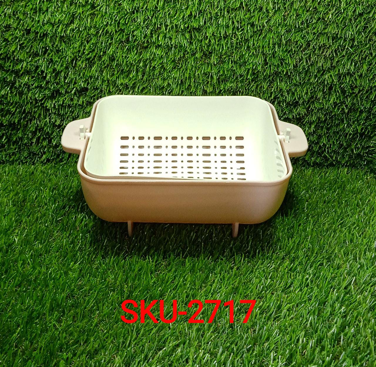Multifunctional BPA Free Double Layered Plastic Rotatable Strainer Basket (Multicolor)