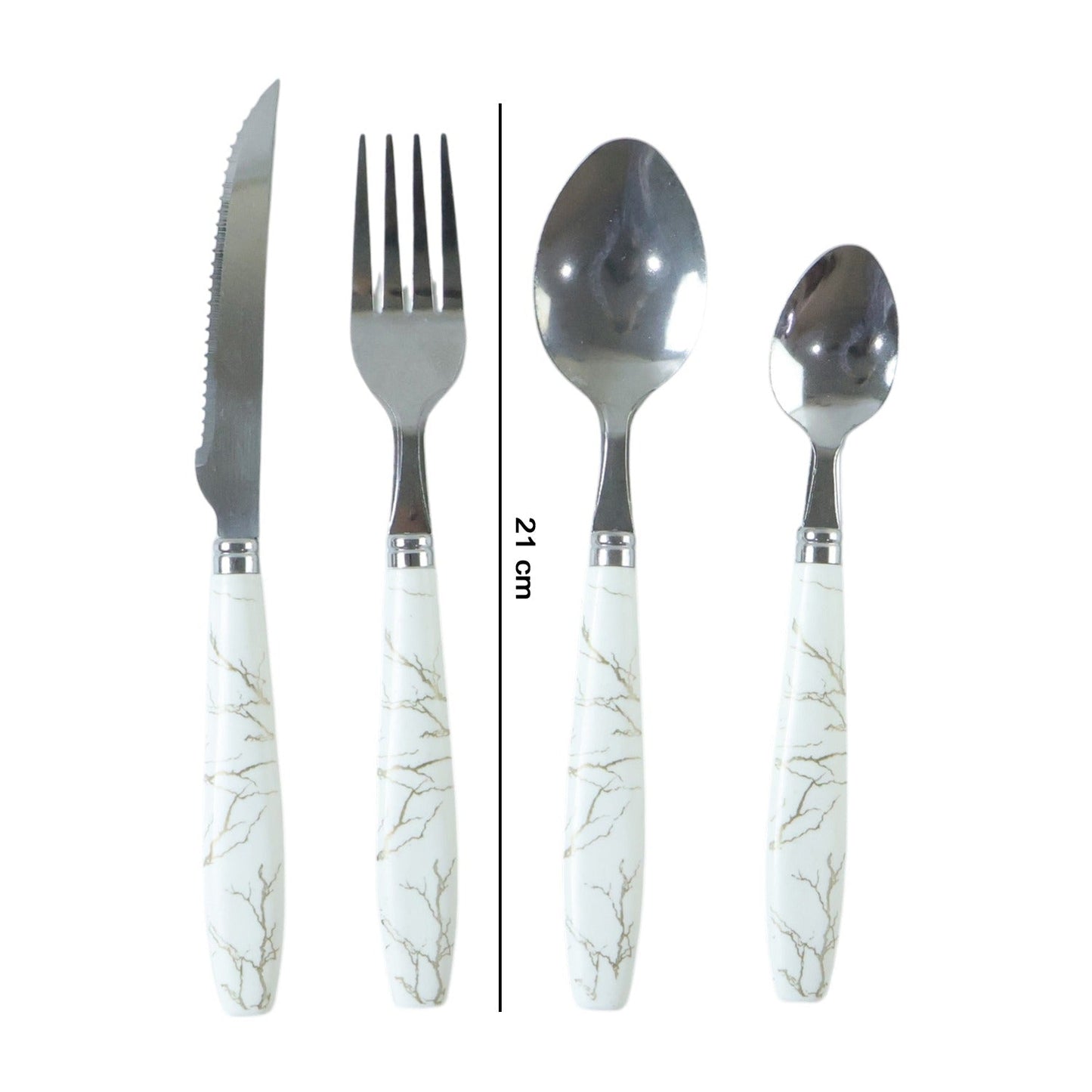 Stainless Steel Cutlery Set with Marble Design Handle (4 Pc Set)