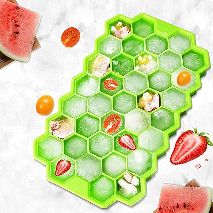 Flexible Silicone Ice Cube Tray, 37 Small Cubes , Fridge Use