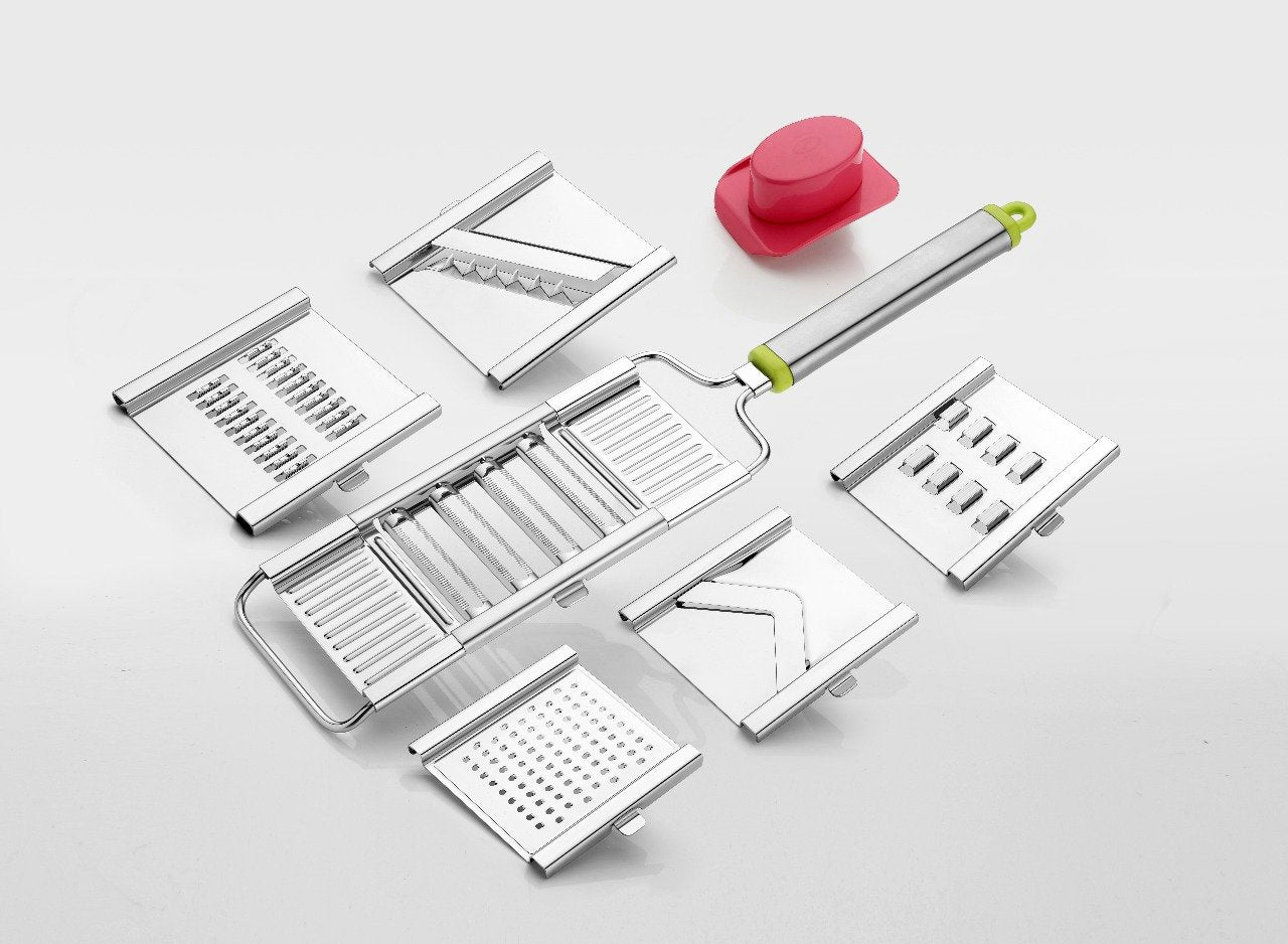 6 in 1 Stainless Steel Kitchen Chips Chopper Cutter Slicer and Grater with Handle