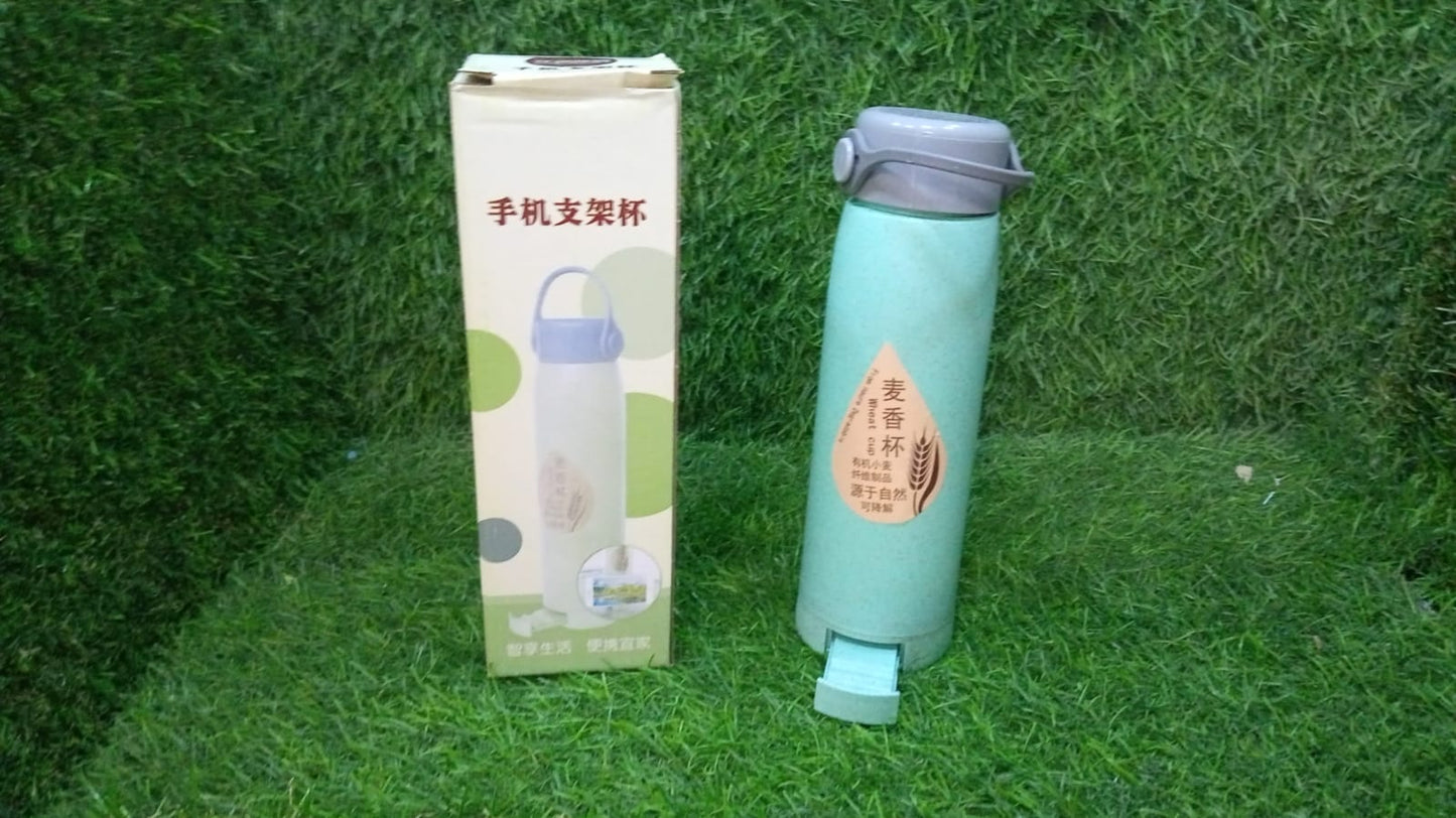 Creative Wheat Glass Water Bottle with Phone Holder (380ml, 80 Pc MOQ)