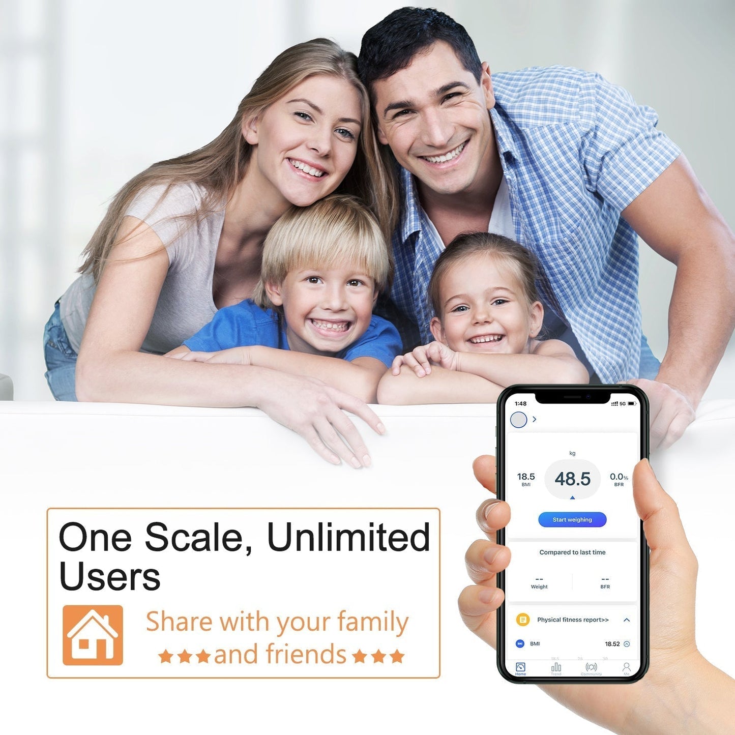 Bluetooth Body Fat Scale Digital Smart Body Weight Scale iOS and Android App to Manage Body Weight, Body Fat, Water, Muscle Mass, BMI, BMR, Bone Mass and Visceral Fat with BMI Scale