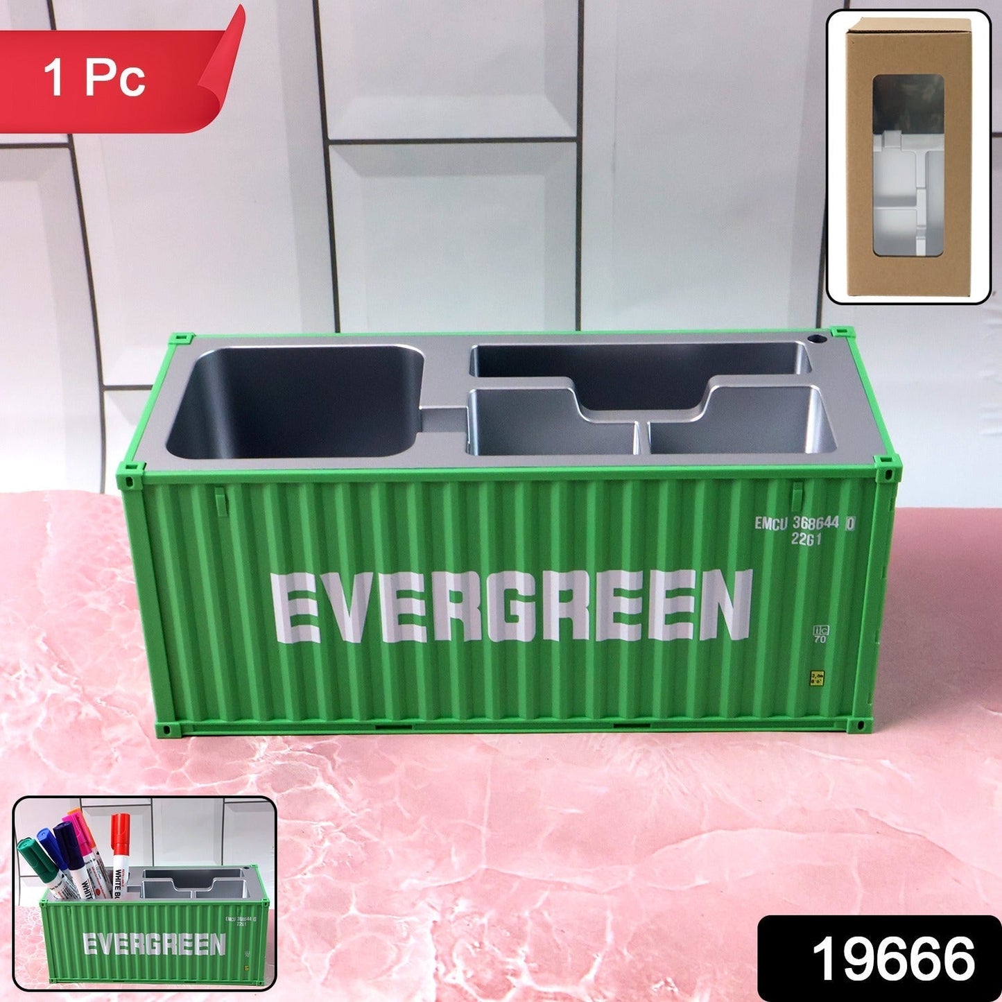 Container-Style Multi-Compartment Desk Organizer (1 Pc)