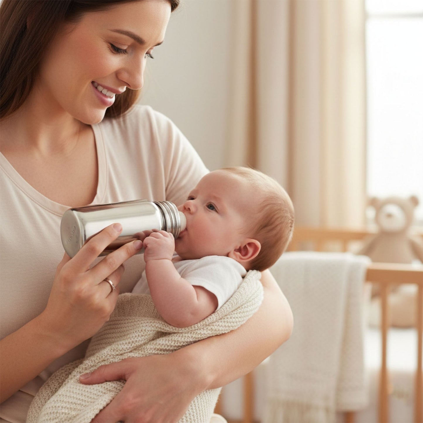 Stainless Steel Baby Feeding Bottle 200ML