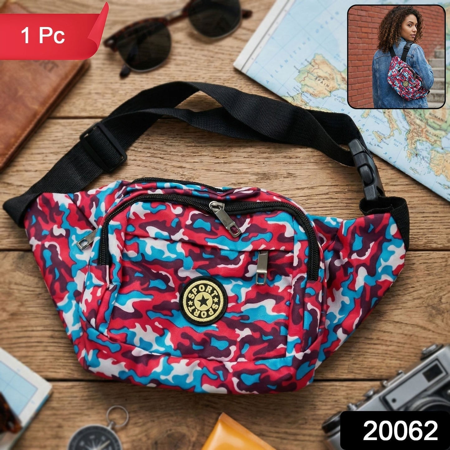 Stylish Multi-Purpose Waist Bag & Cross-body Sling Pouch (1 Pc)