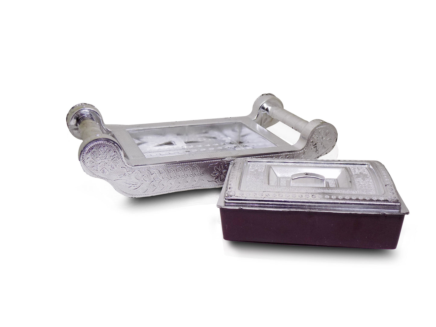 Multipurpose 4 Section Royal Design Silver Storage / Gift Box