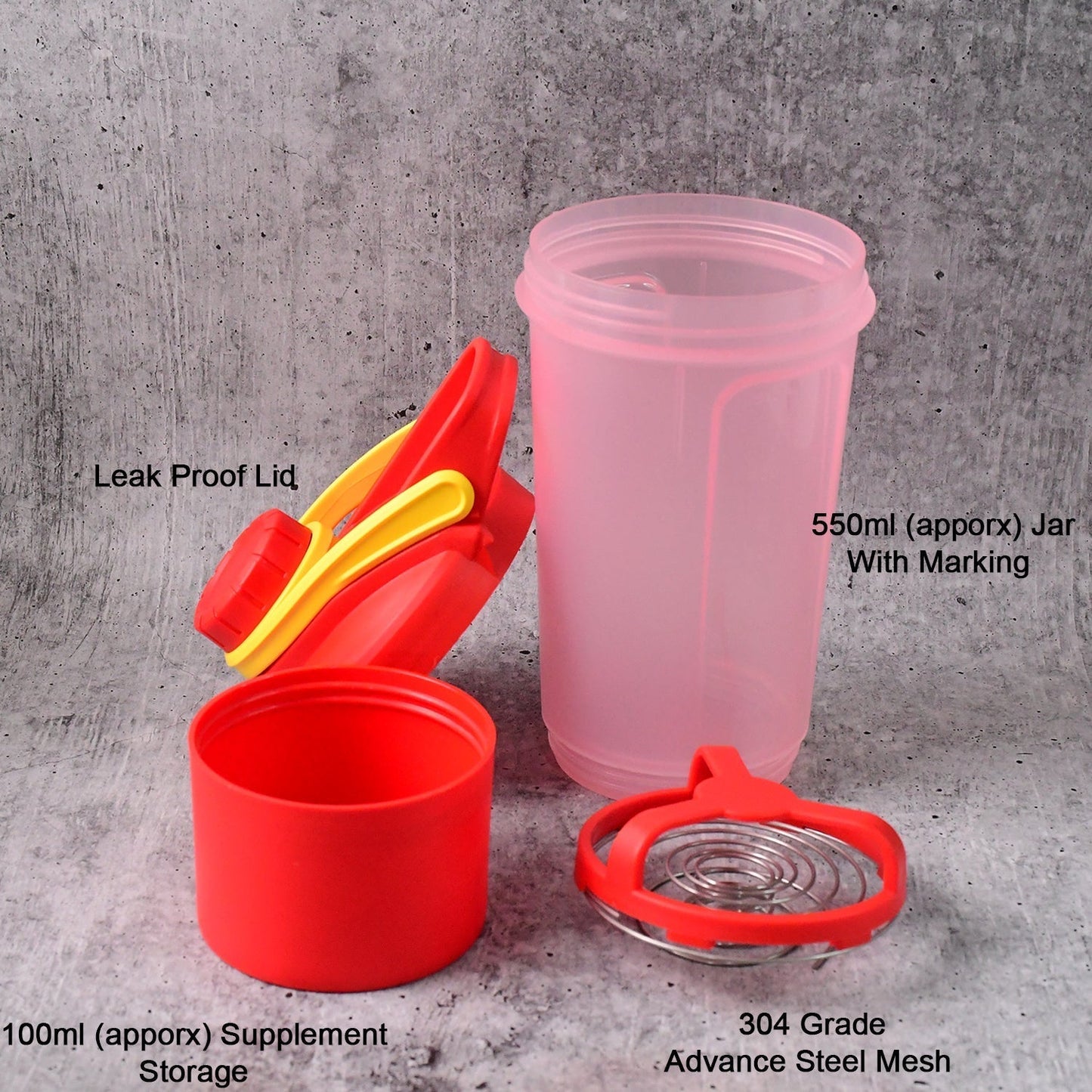Supermom Plastic Premium Booster Gym Shaker Bottle with Mixing Ball (550ml / 1 Pc)