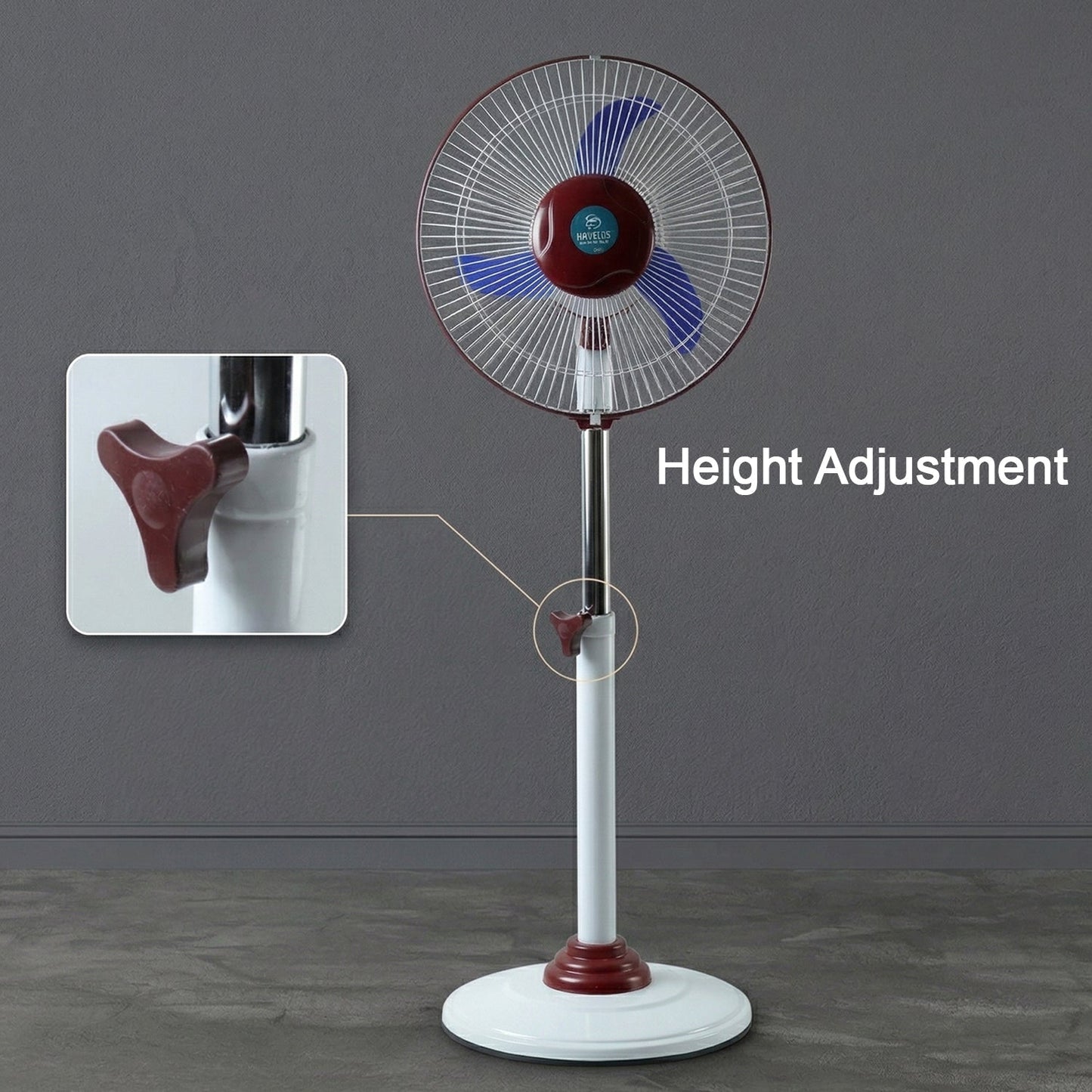 OMEGA 12V Rechargeable Pedestal Fan with LED Light (1 Pc)