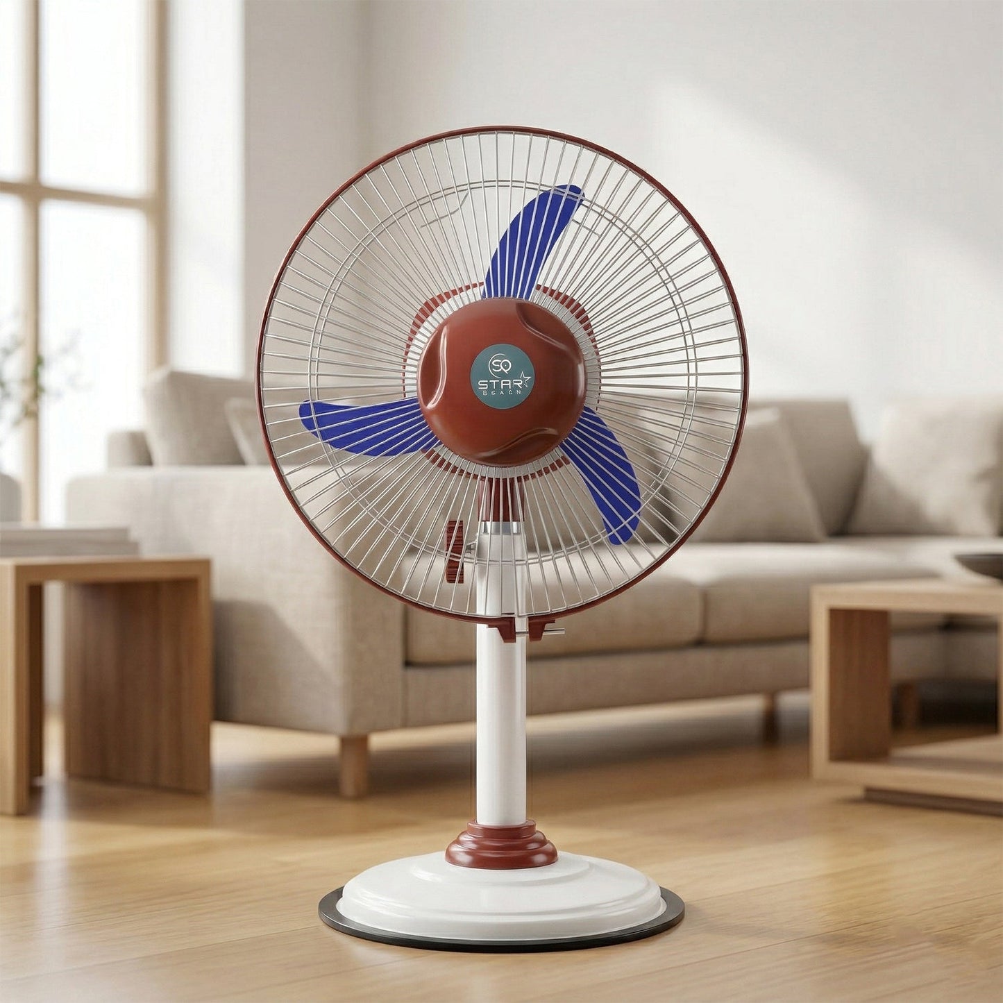 OMEGA 12V Rechargeable Pedestal Fan with LED Light (1 Pc)