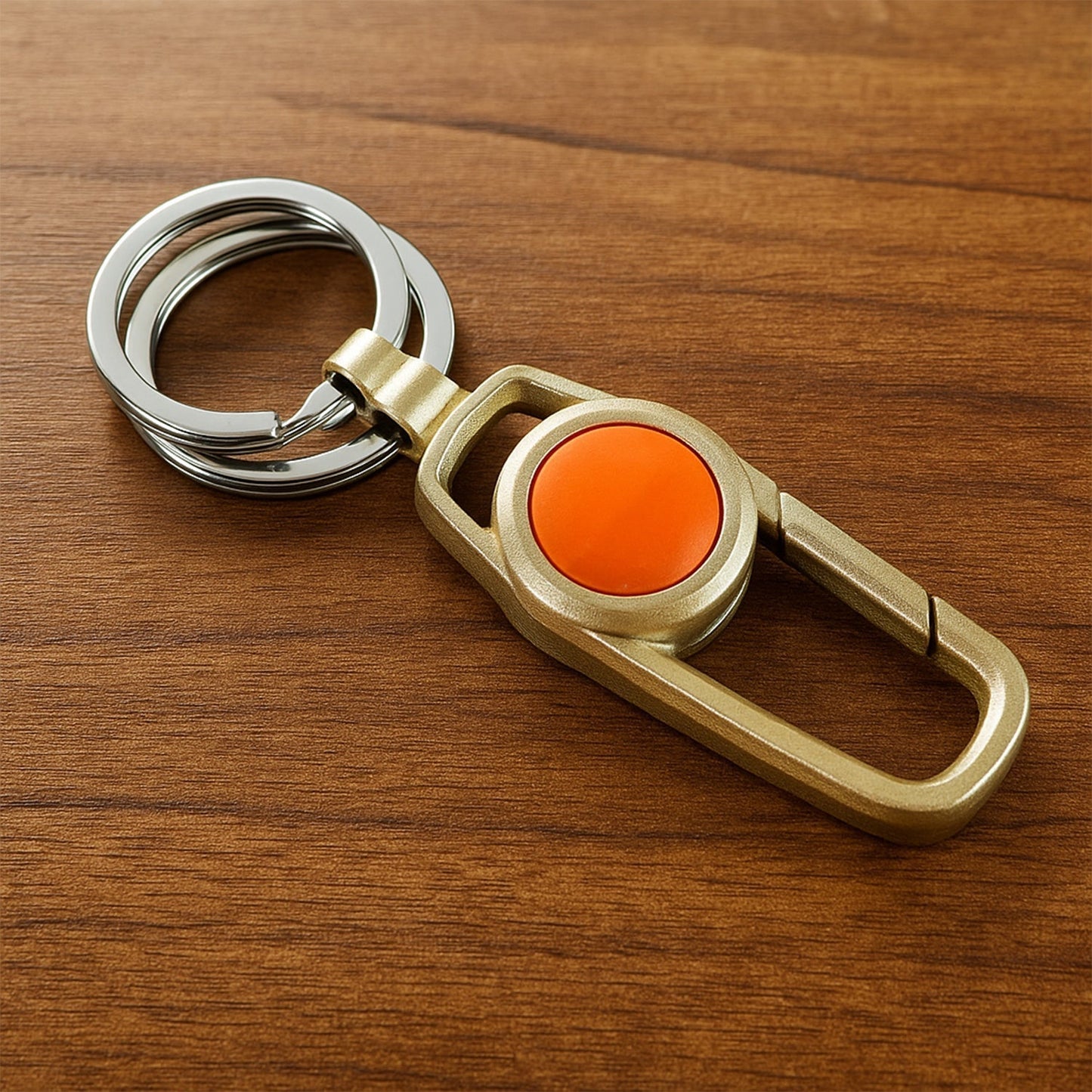 Premium Metal Keychain Carabiner Clip Hook with Dual Key Rings (1 Pc)
