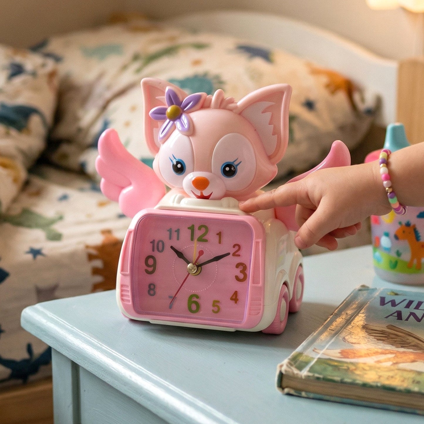 Adorable Angel Cat Car Design Kids Alarm Clock (1 Pc)