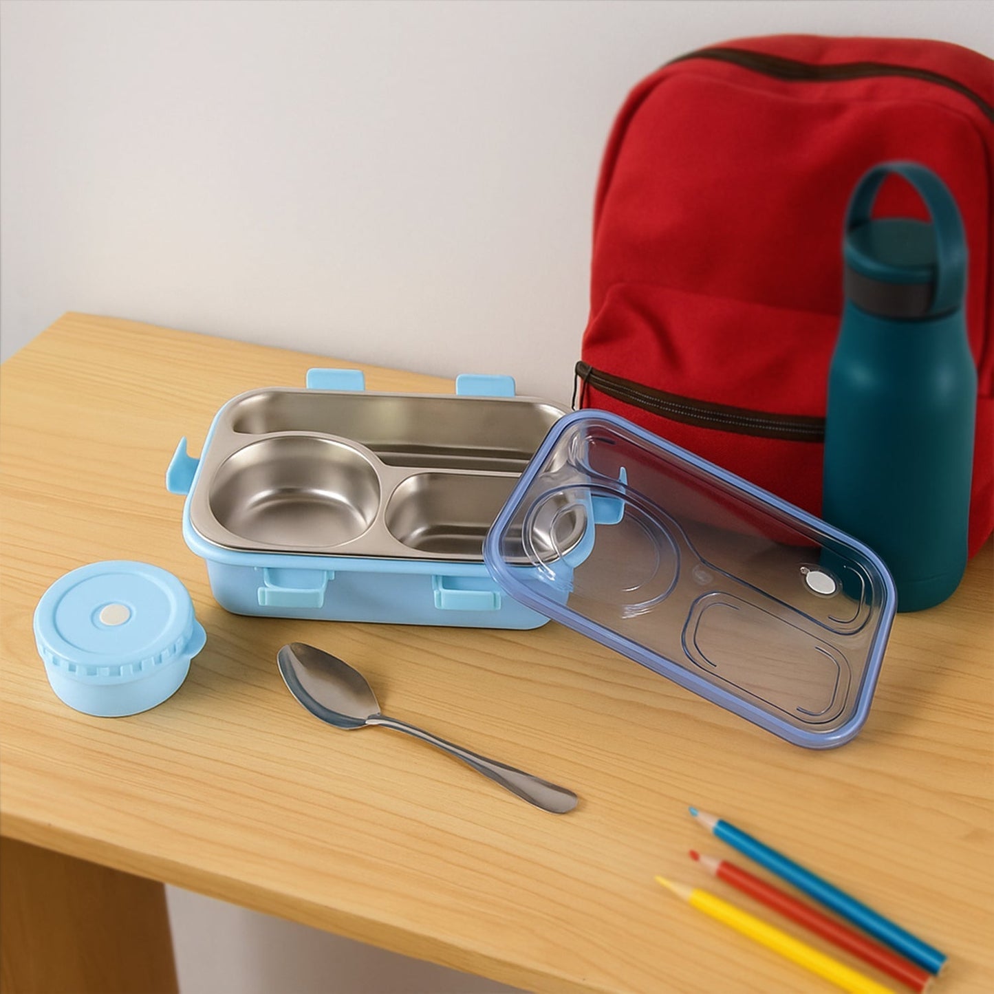Premium Stainless Steel Compartment Lunch Box 1 Set