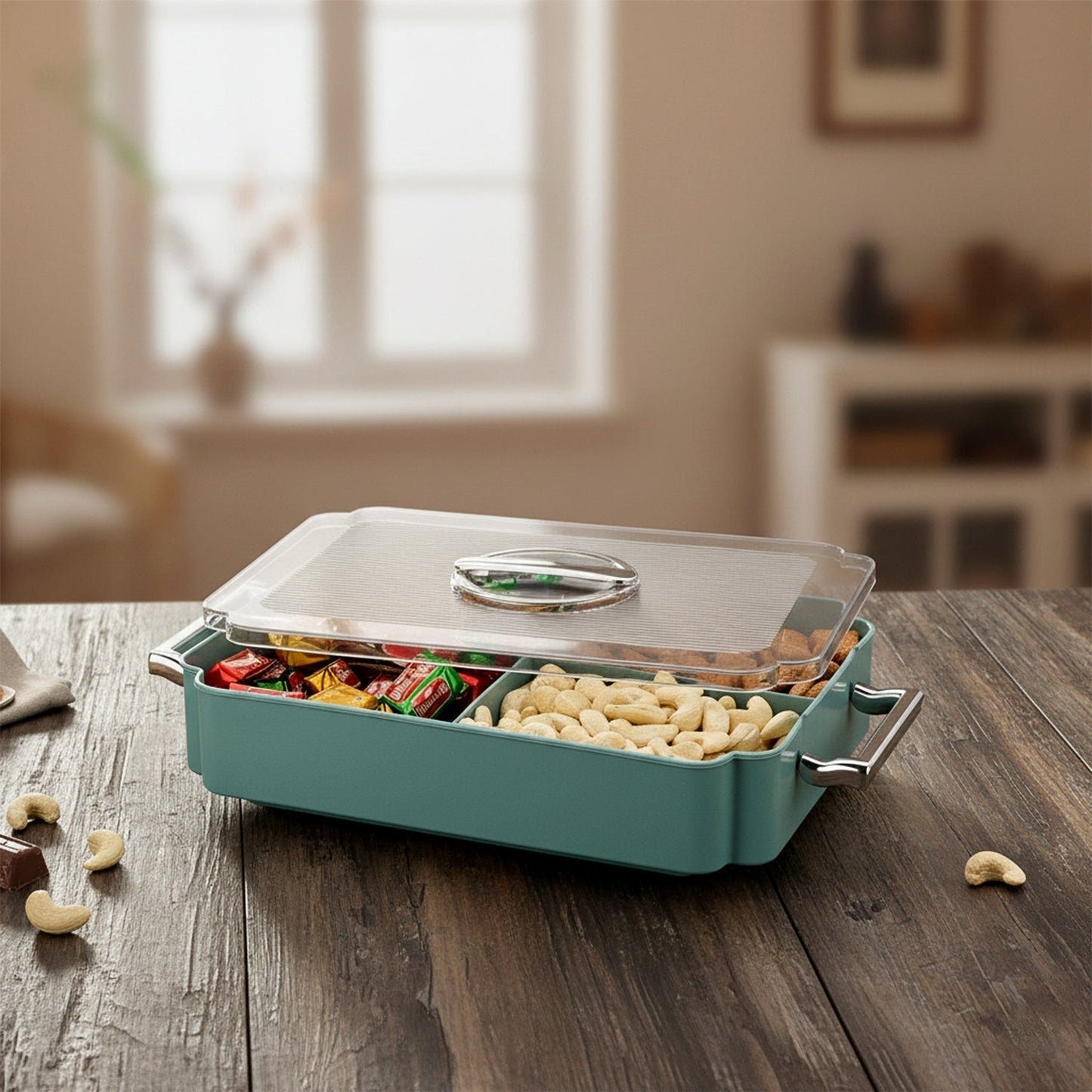 4 Compartment Multipurpose Plastic Food Storage Container (1 Pc)