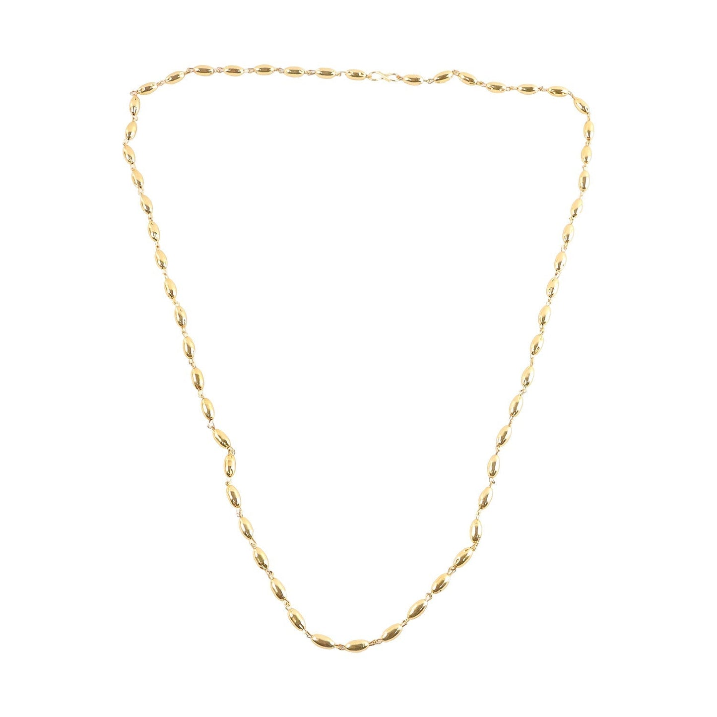 Elegant Gold-Tone Oval Bead Necklace Chain for Women (1 Pc)
