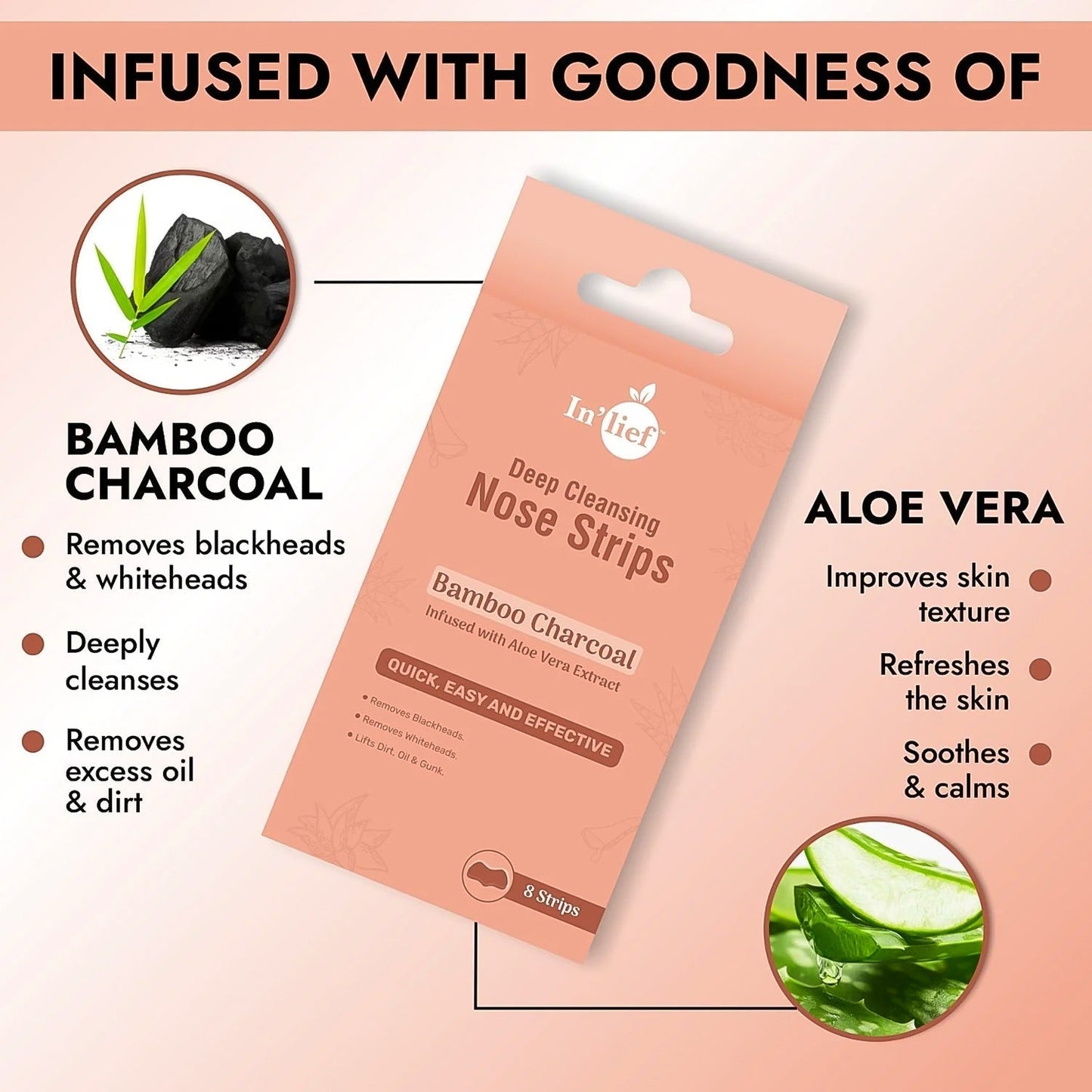 In'lief Bamboo Charcoal Deep Cleansing Nose (8 Strips)