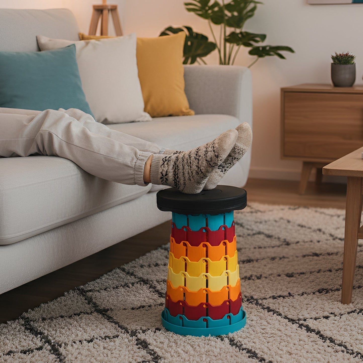 Collapsible Stool with Handle for Portable Seating (44x25.5 cm)