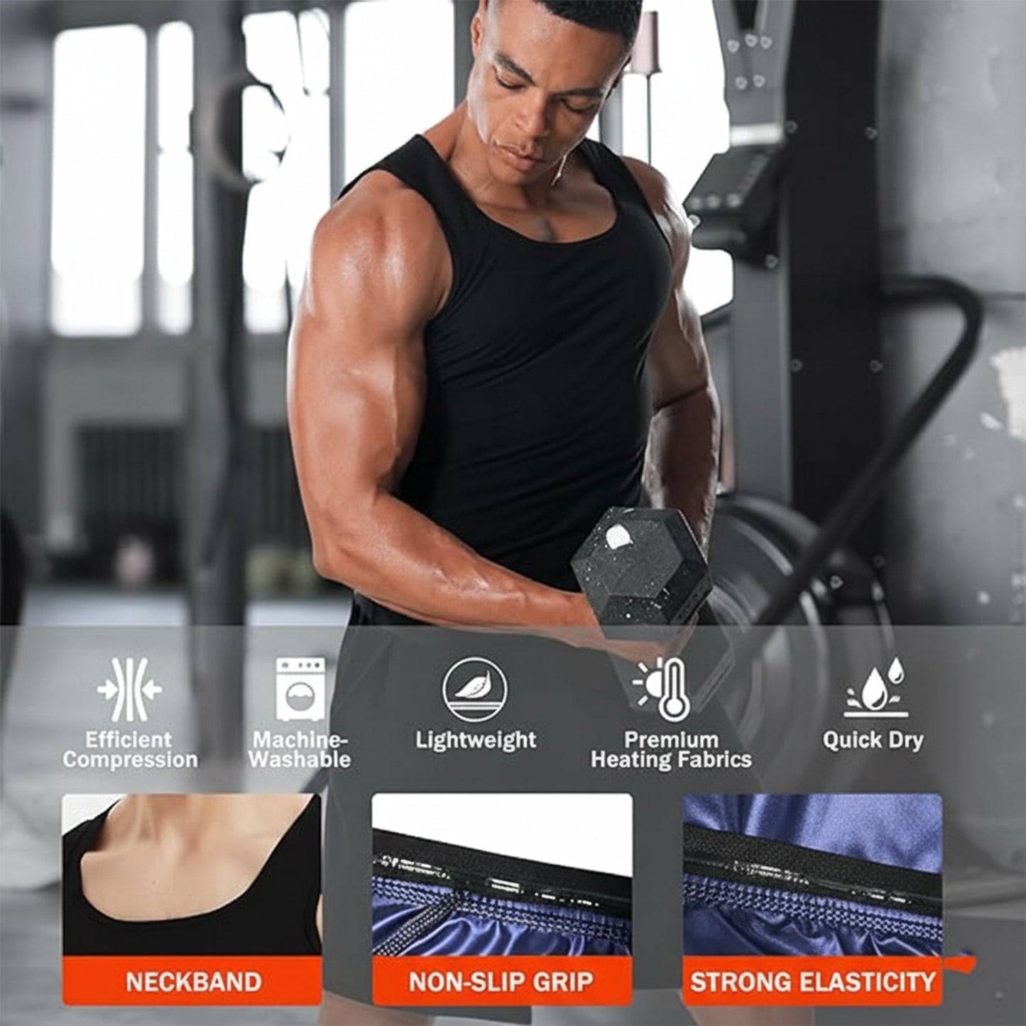 Men’s Slim Fit Sweat Shaper Tank Top (S/M, 1 Pc)