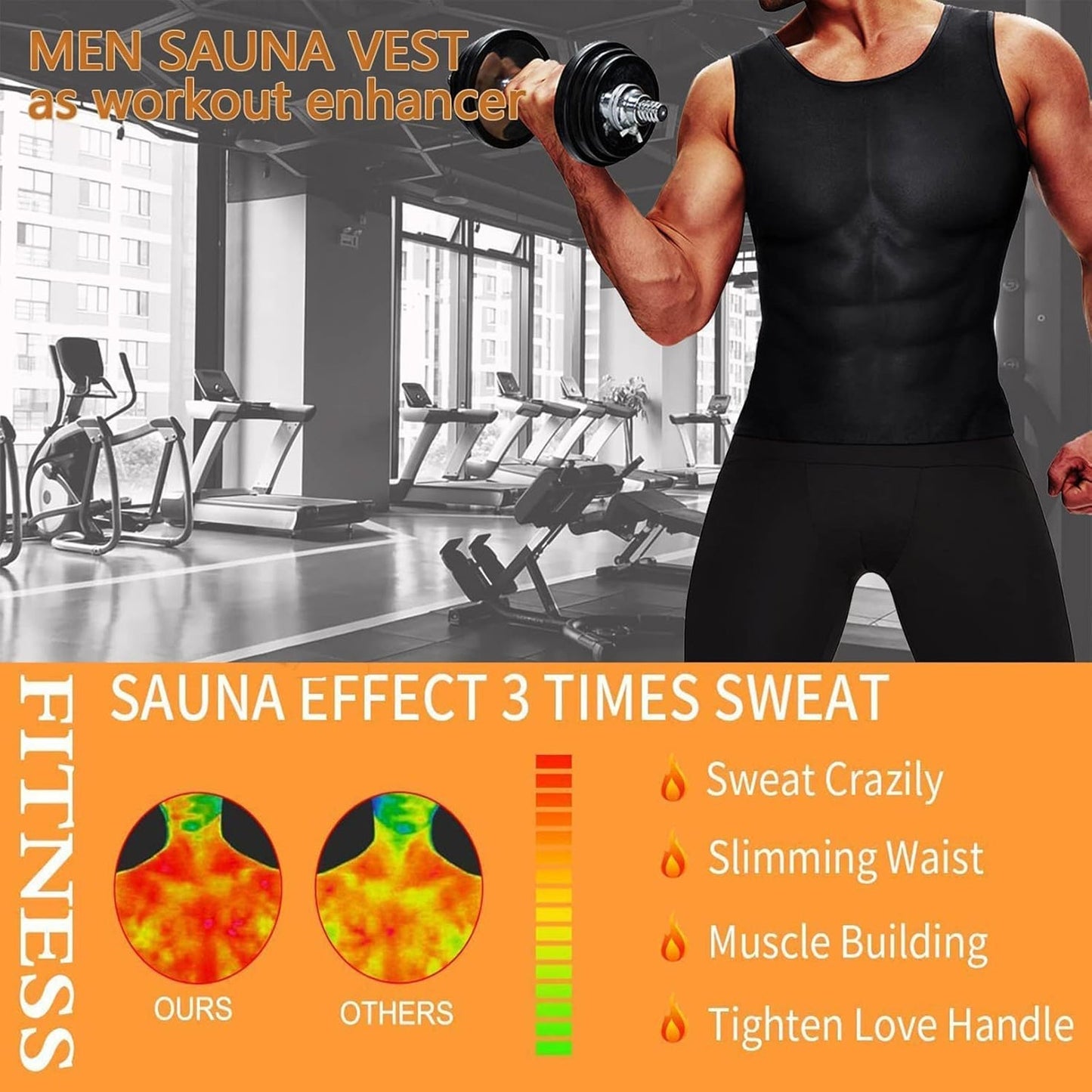 Men’s Slim Fit Sweat Shaper Tank Top (XXL/XXXL, 1 Pc)