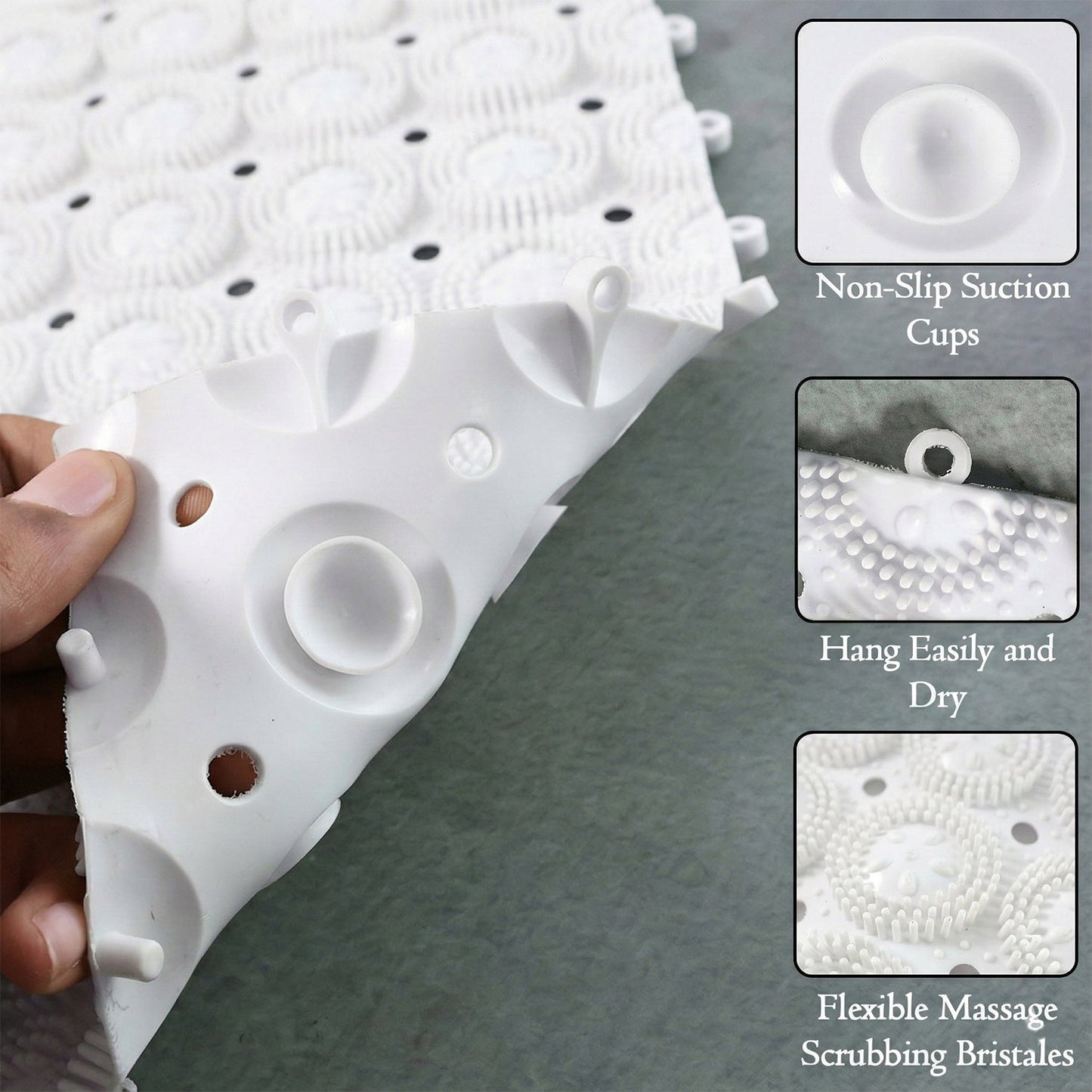 Anti-Slip Bathroom Massage Mat with Suction Cups (33 ? 21 cm / 4 Pc)