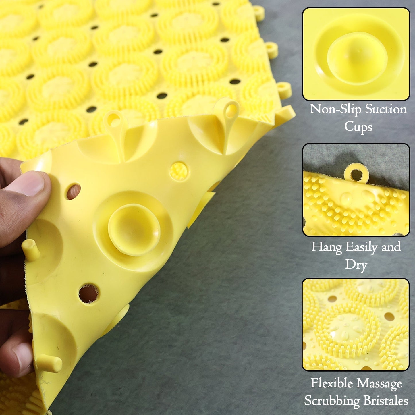 Multipurpose Anti-Slip Bathroom Massage Mat with Suction Cups (33 × 21 cm)