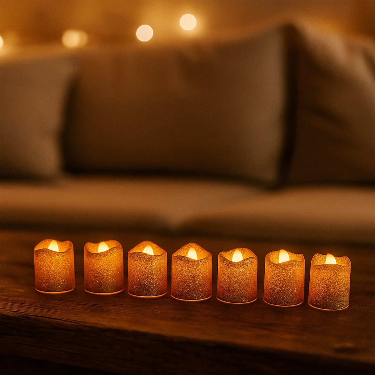 christmas Premium Glitter LED Tealight Candles (24 Pc Set)